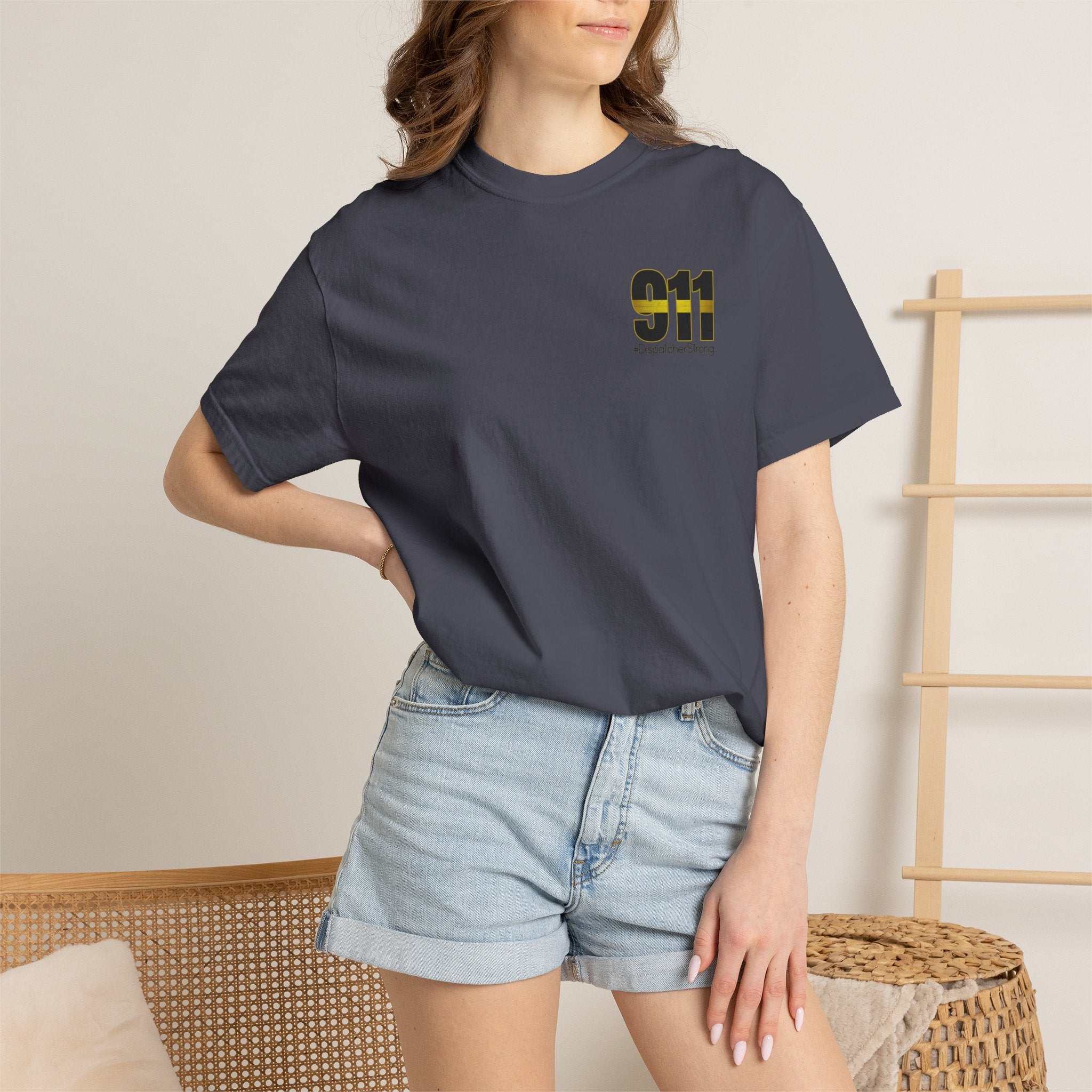 911 Dispatcher Strong T-Shirt — Thin Gold Line Emergency Dispatcher Tee