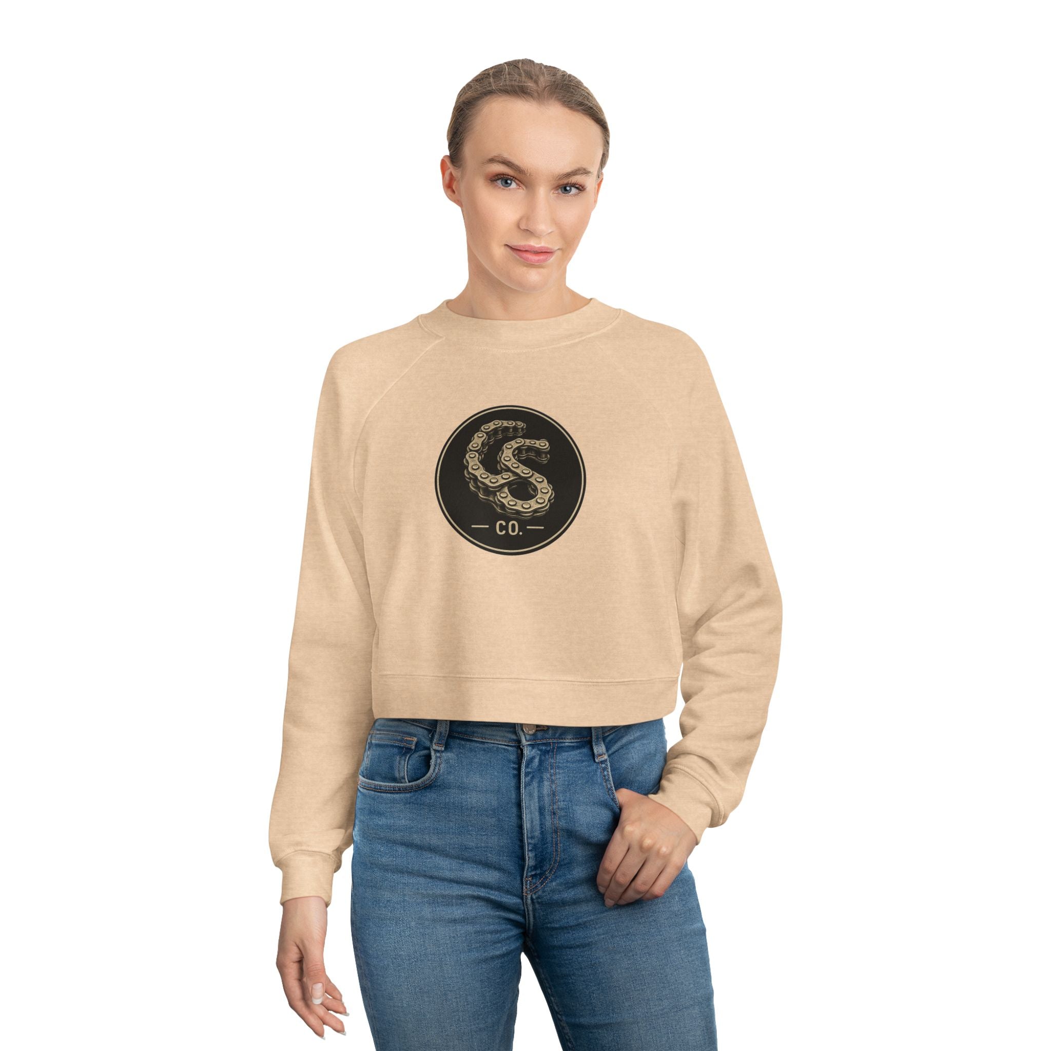Collected Soul Gear Chain Logo Cropped Crewneck Sweatshirt