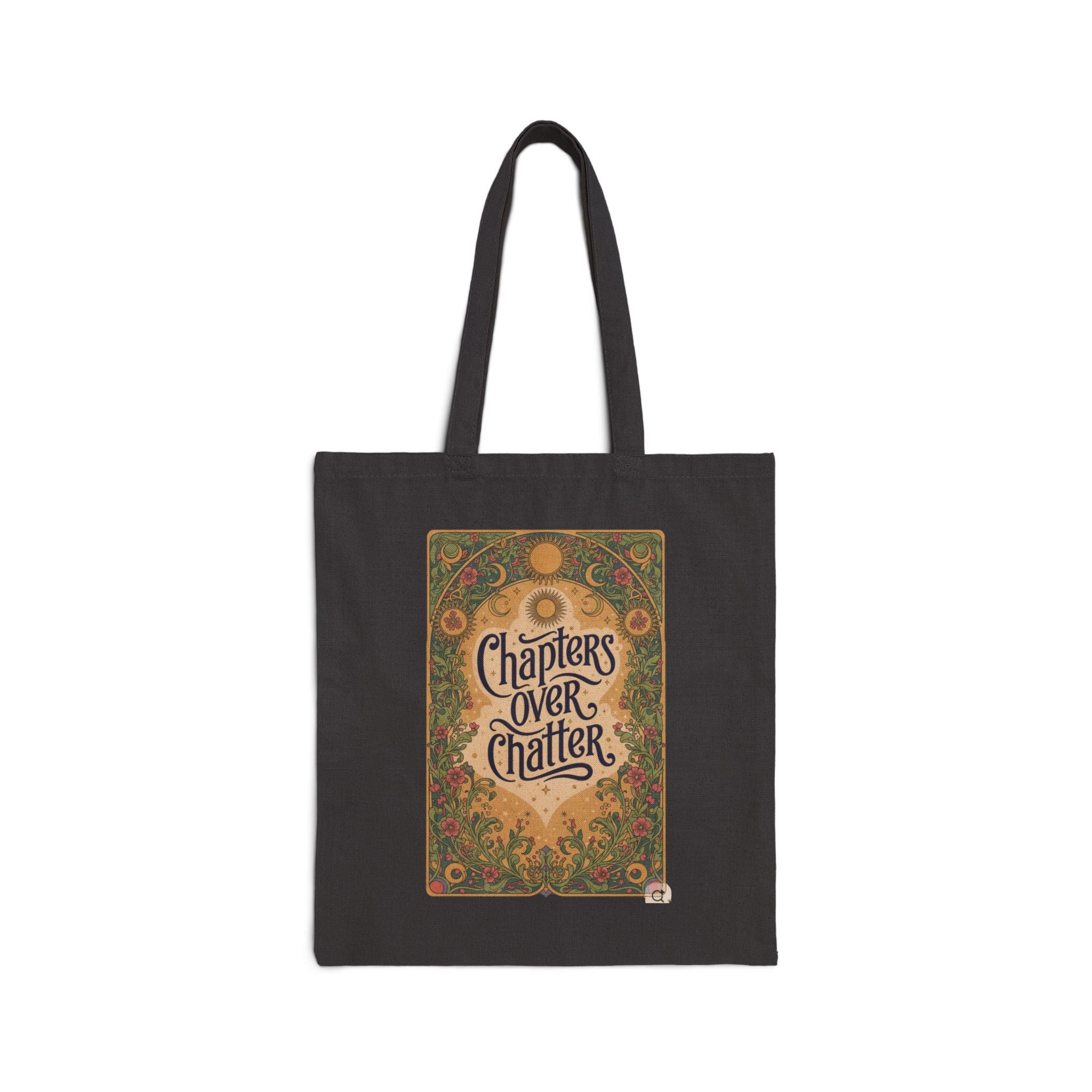Tote Bag — “Chapters Over Chatter” Vintage Floral Booklover Canvas Tote