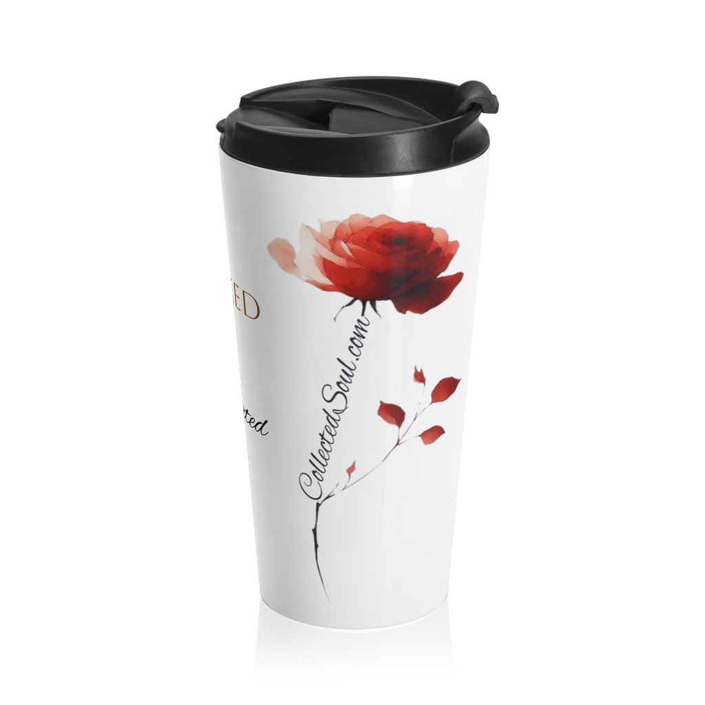 Travel Mug — "Booked Up & Caffeinated" Floral Stainless Steel Tumbler