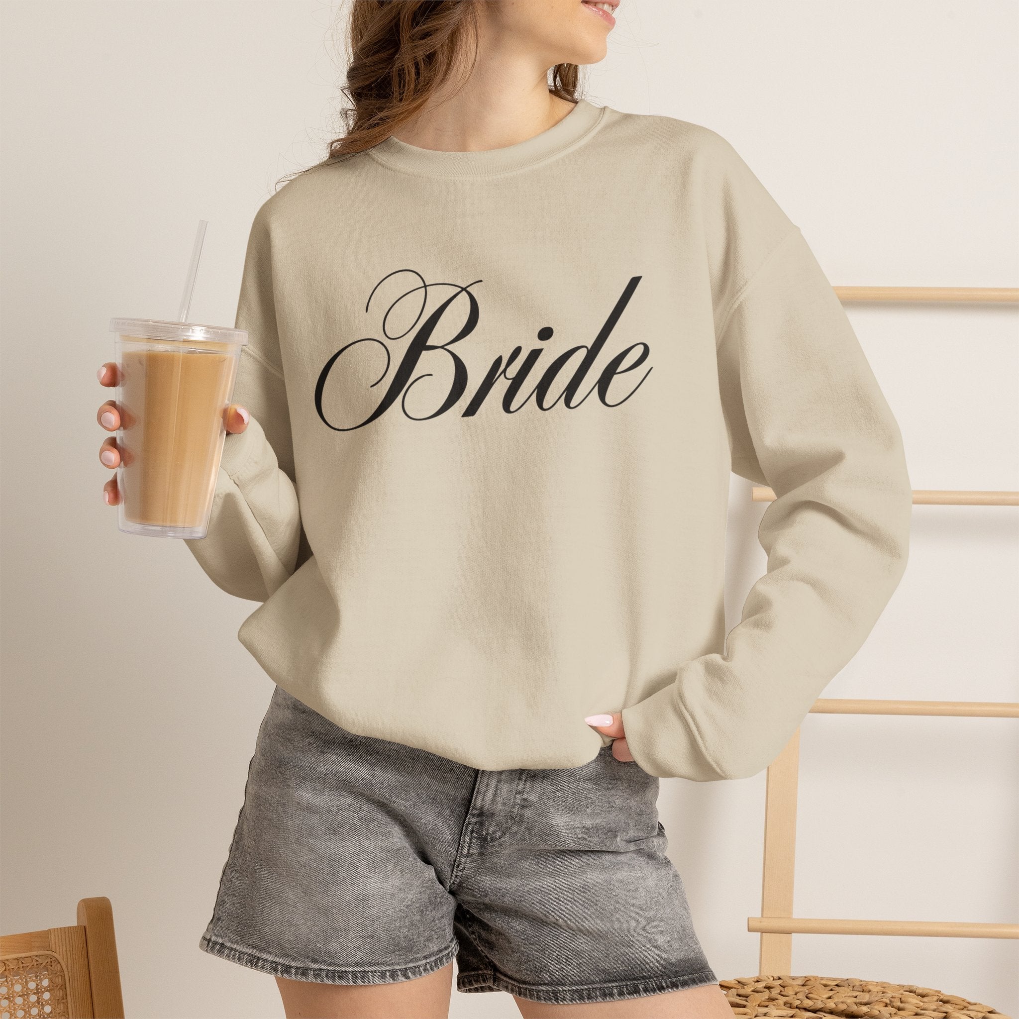 Bride Script Sweatshirt — Bridal Crewneck Pullover for Bachelorette & Wedding Day