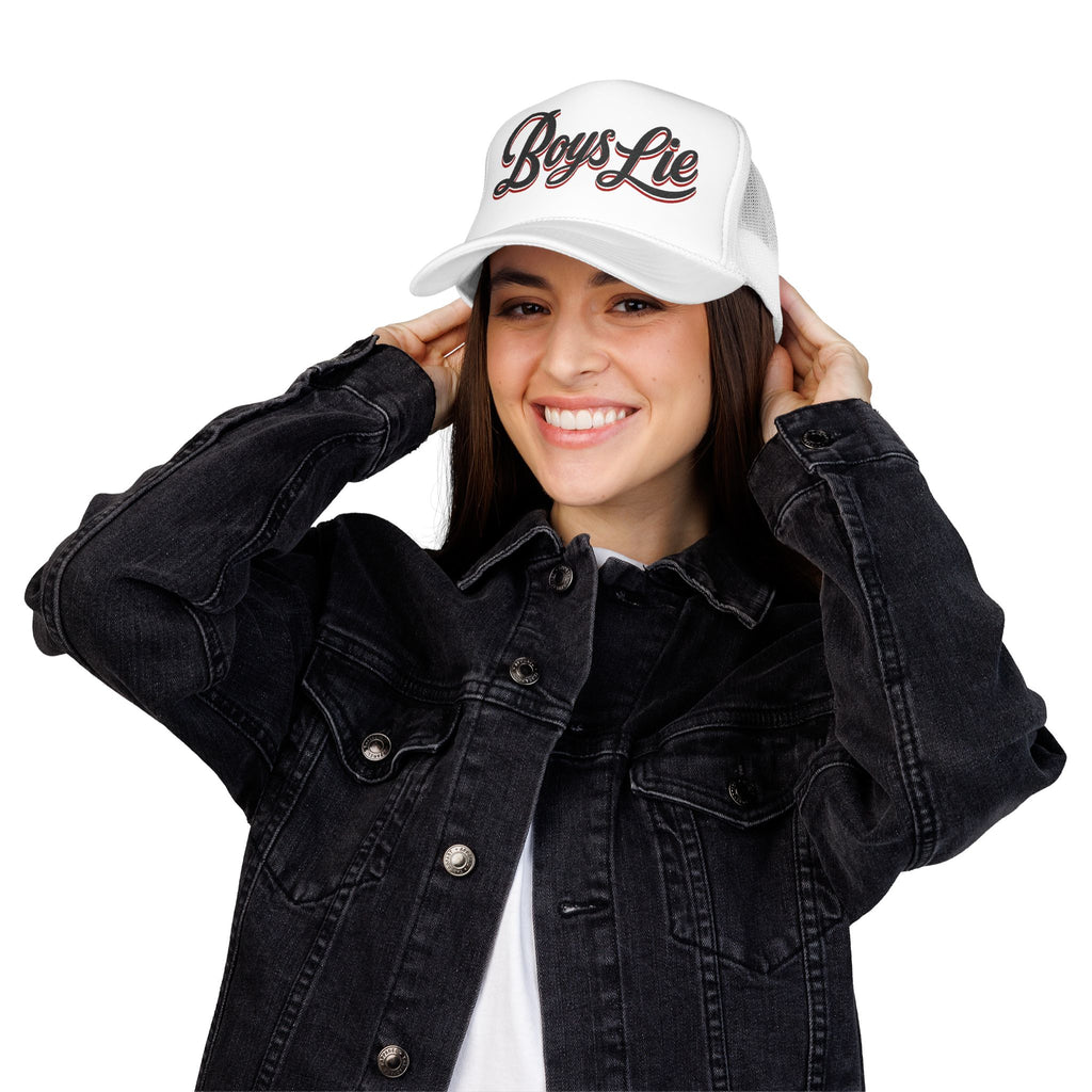 Boys Lie Foam Trucker Hat | Script Graphic Mesh Cap