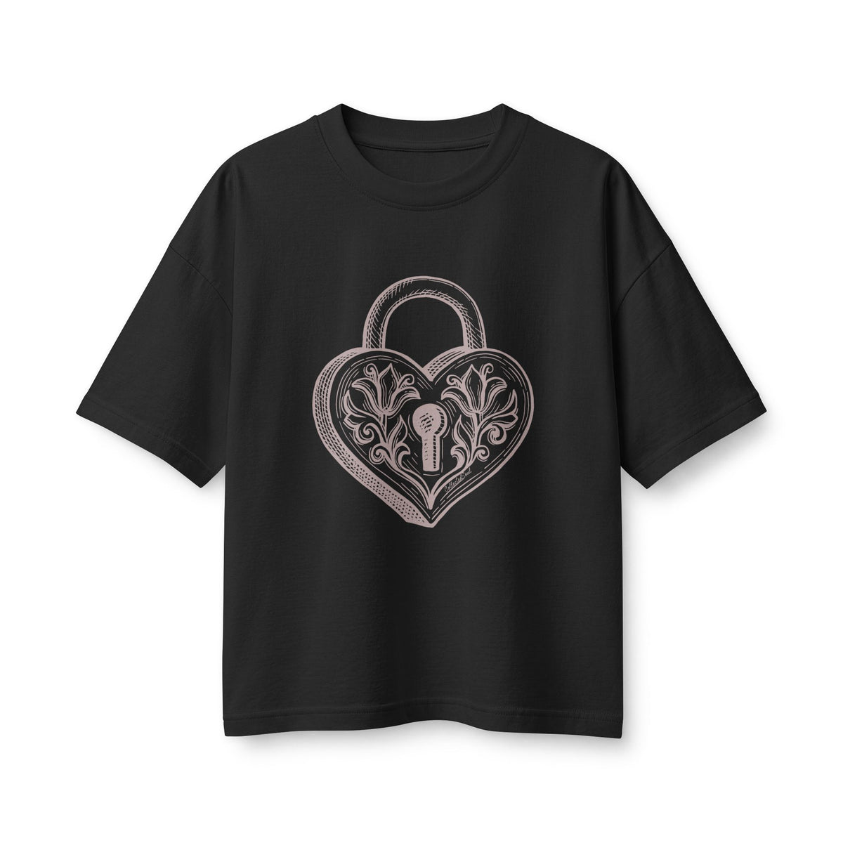 Heart Lock Tee — Vintage Floral Padlock Graphic Shirt for Women