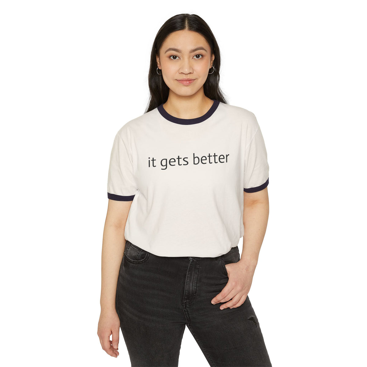 It Gets Better Ringer T‑Shirt — Inspirational Minimalist Tee