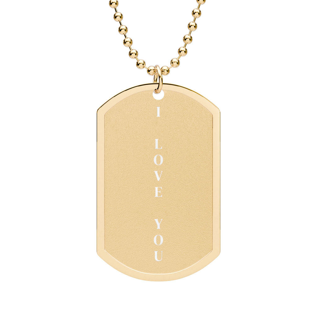 I LOVE YOU Dog Tag Necklace Military-Style ID Pendant
