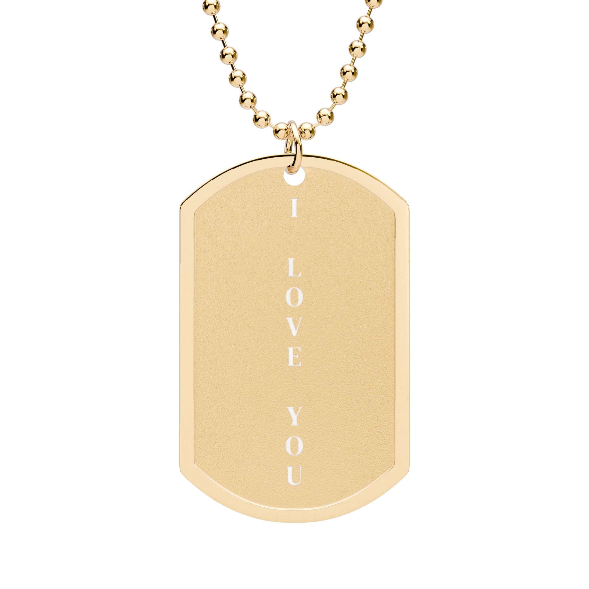 I LOVE YOU Dog Tag Necklace Military-Style ID Pendant