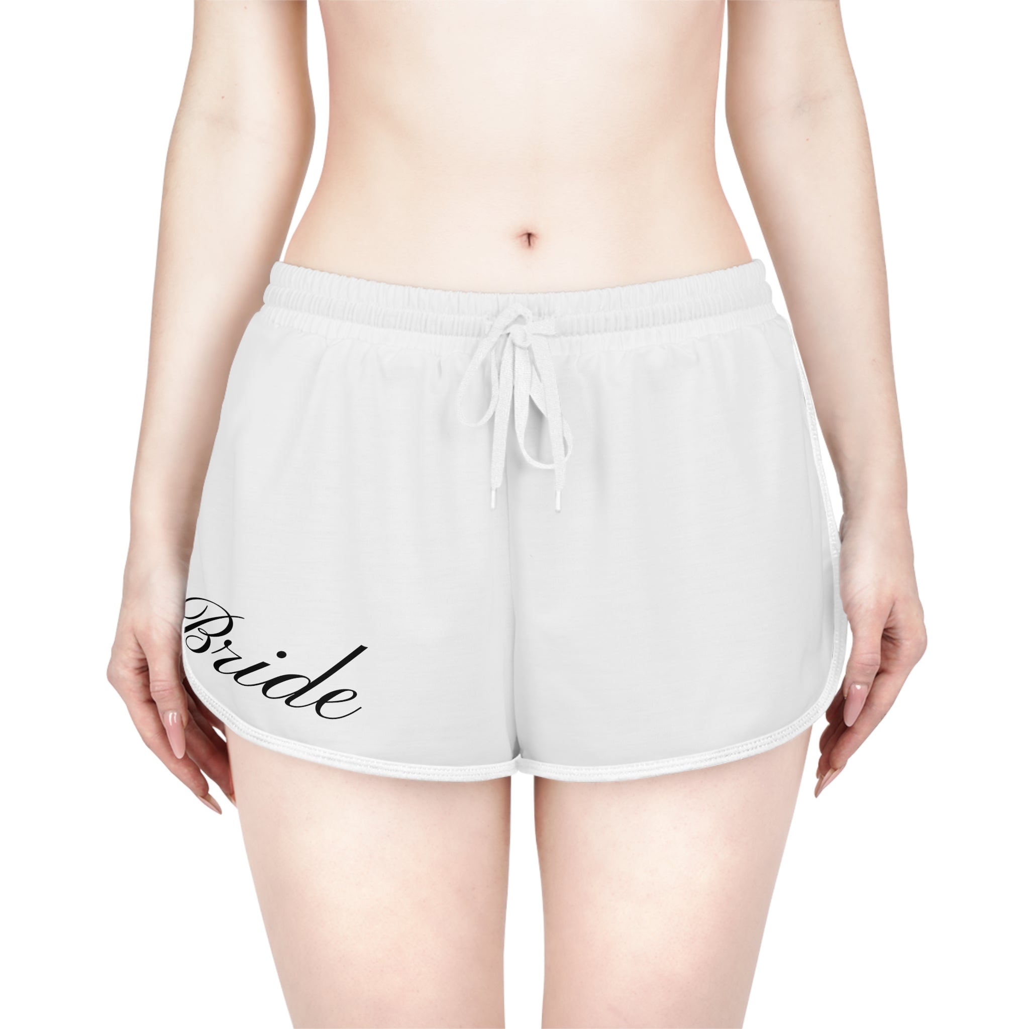 Personalized Bride Relaxed Shorts — White Bridal Party Lounge Shorts