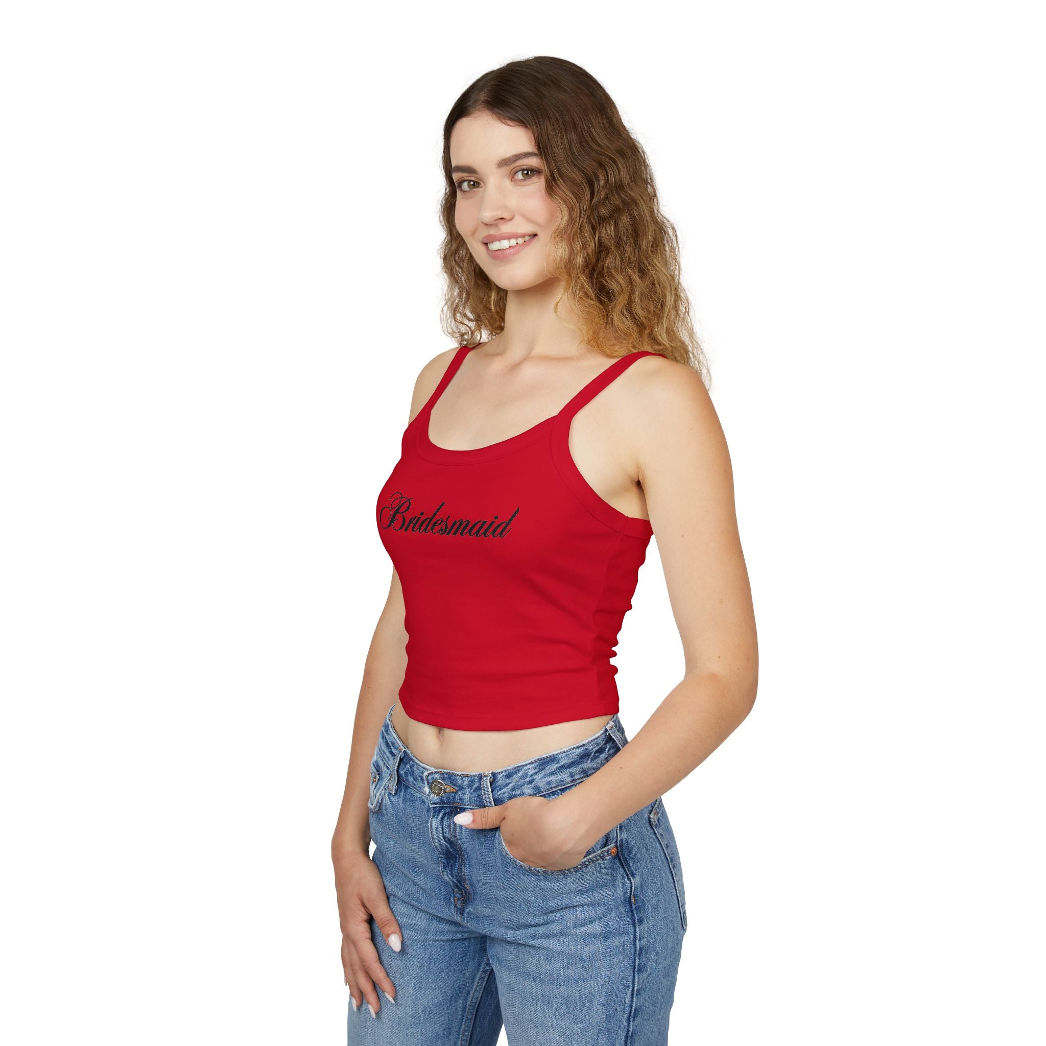 Bridesmaid Spaghetti Strap Tank Top — Elegant Script Bridal Party Tank