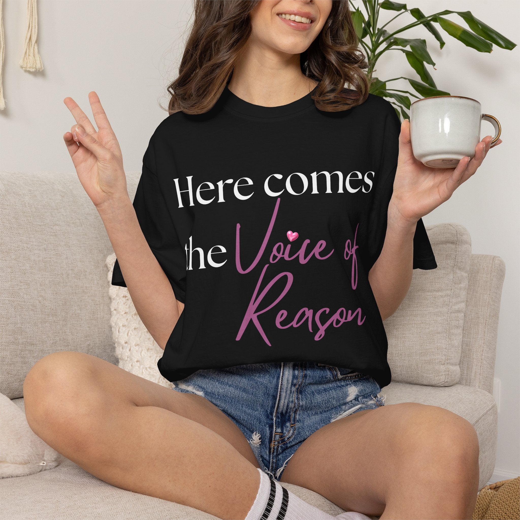 "Here Comes the Voice of Reason" Graphic Tee — Bridal Party Shirt