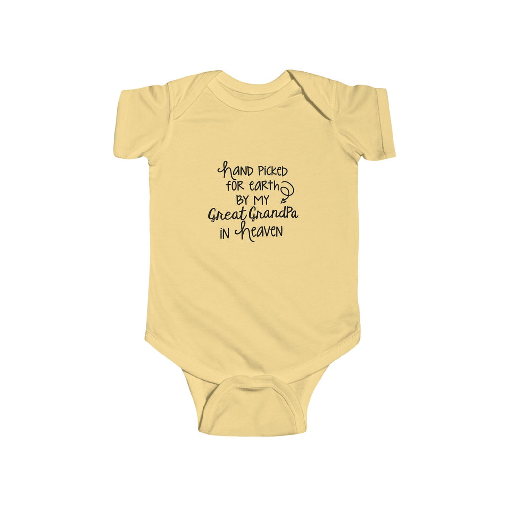 Infant Bodysuit — "Hand Picked for Earth by My Great Grandpa in Heaven" Memorial Baby One-Piece