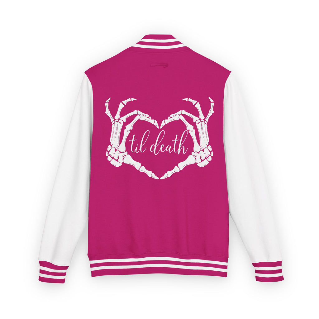Mrs. Letterman Jacket — 'Til Death Skeleton Heart Hands Varsity Jacket
