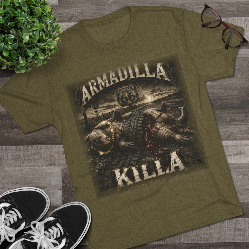 Armadilla Killa skull graphic Tee | Armadillo Route 66 desert illustration