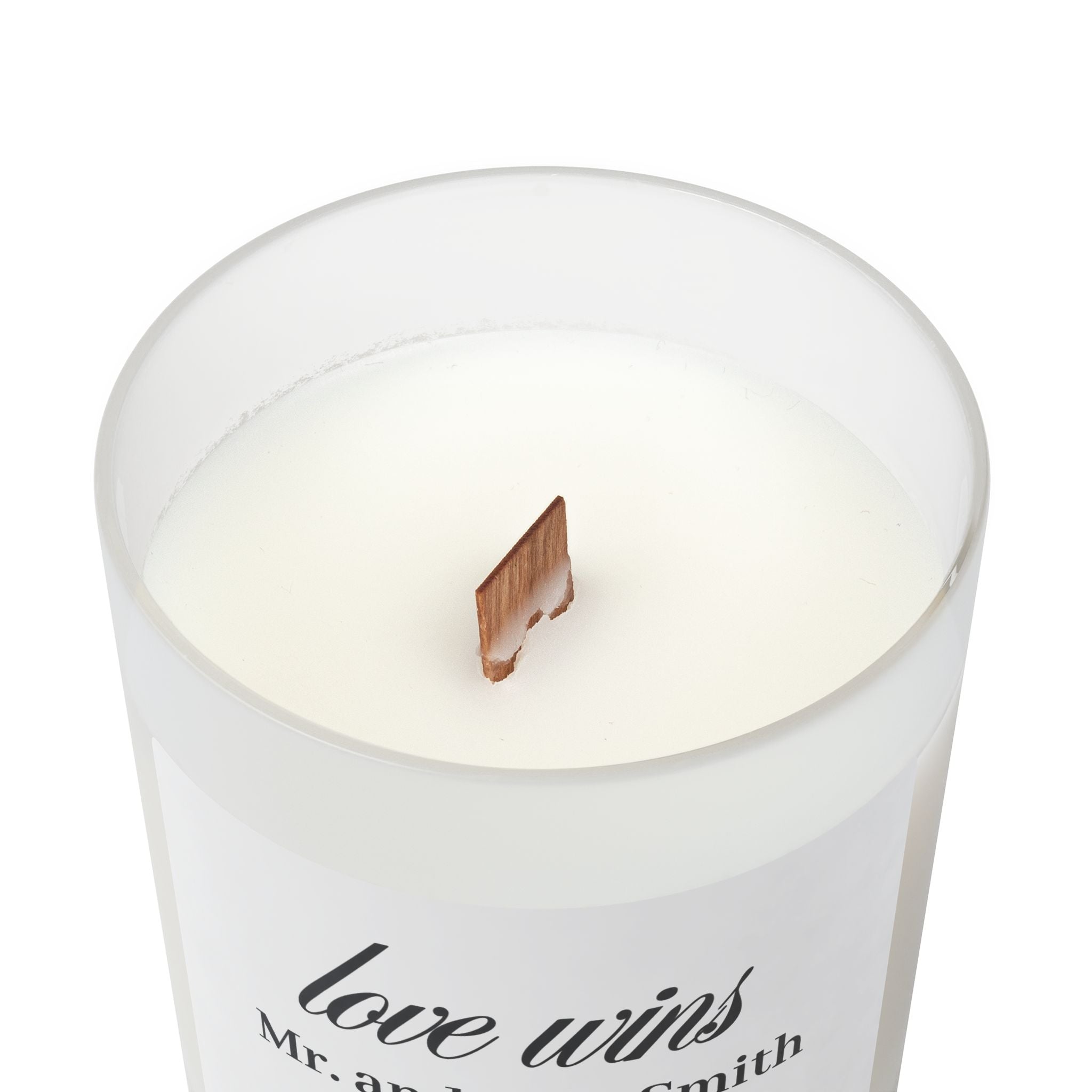 Personalized “Love Wins” Frosted Glass Candle — 11 oz Wedding & Anniversary Gift