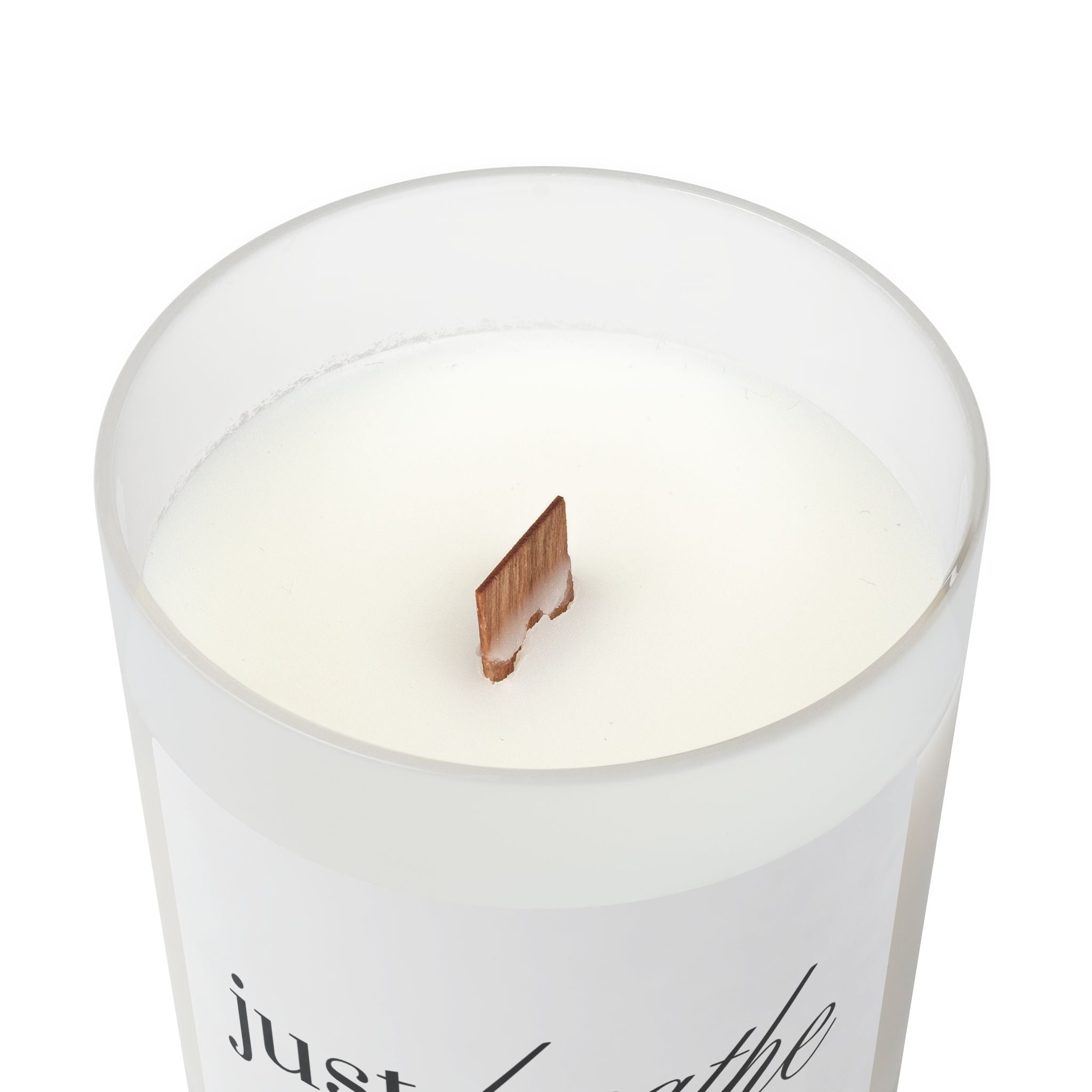 Just Breathe | Frosted Glass Candle | 11oz Wood Wick Relaxation Candle