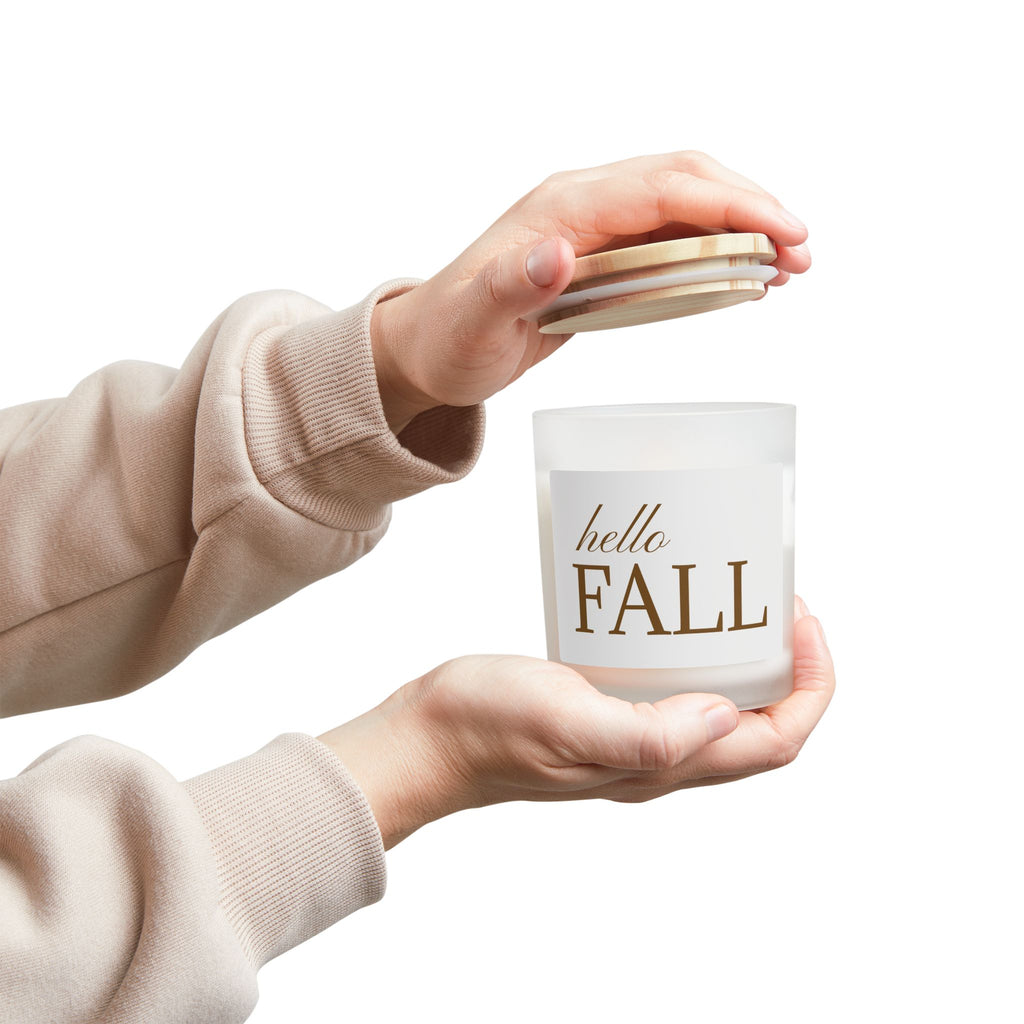 Hello Fall Candle — Frosted Glass 11oz