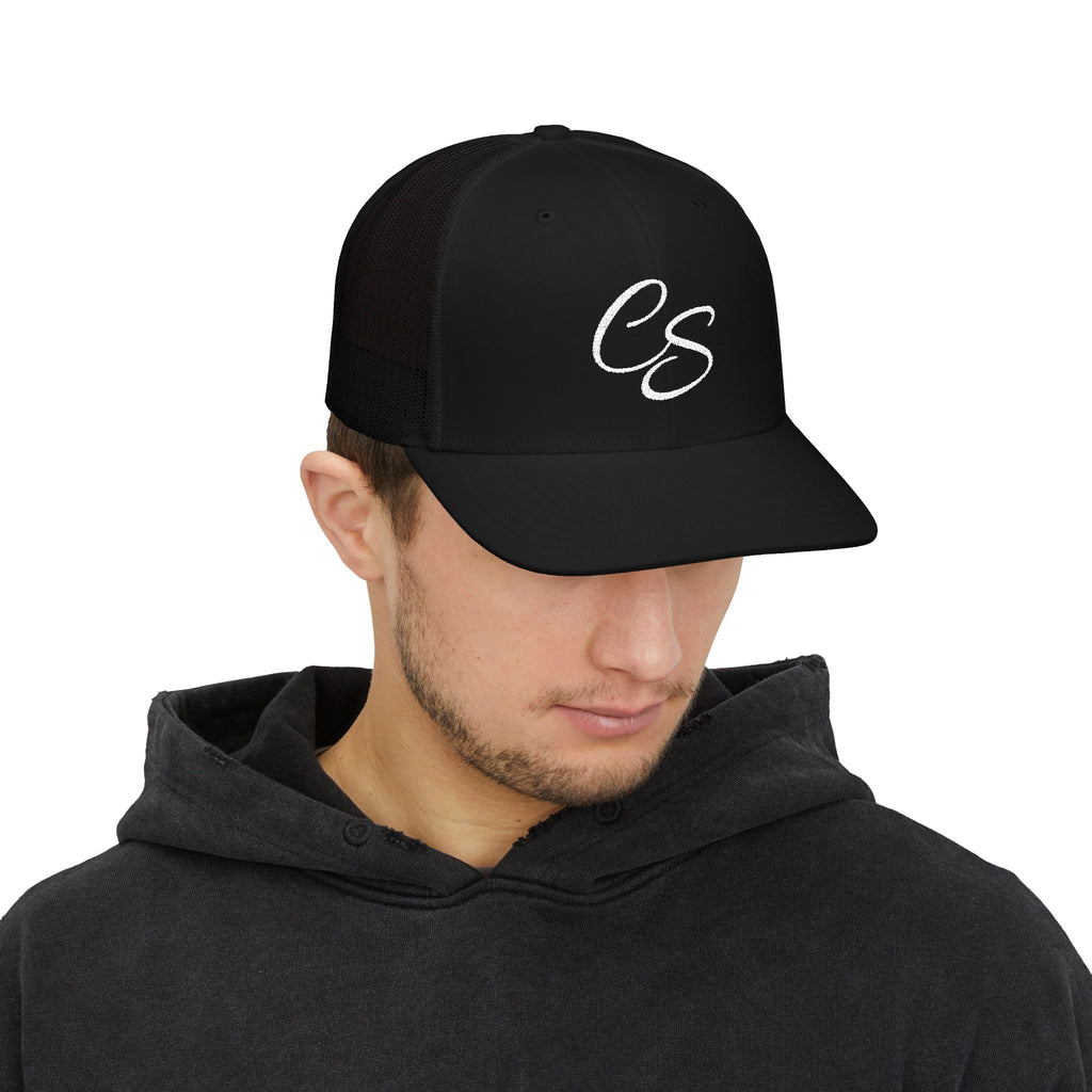 CS Script Snapback Trucker Cap — Casual Embroidered Monogram Hat