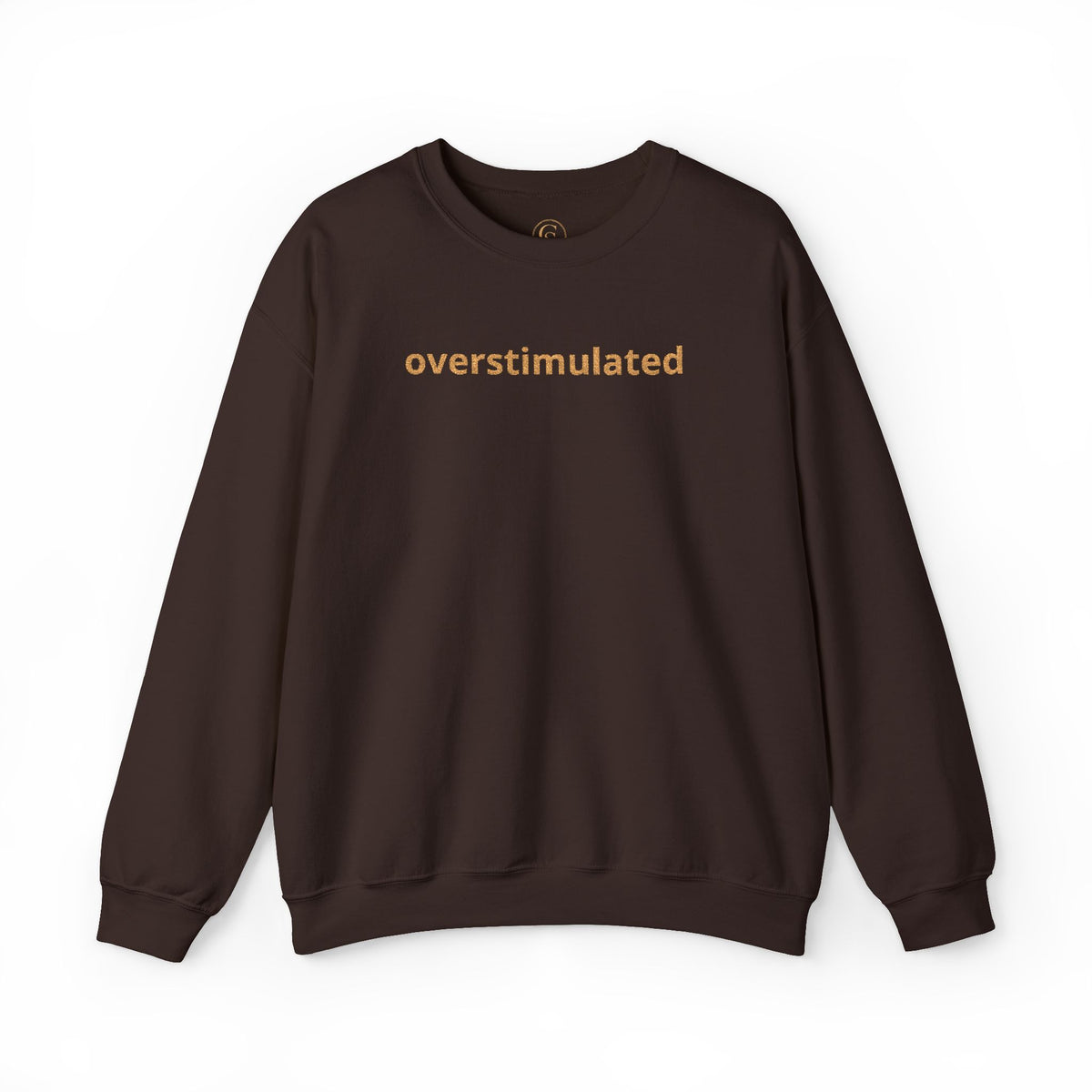 Embroidered overstimulated sweatshirt | minimalist text crewneck