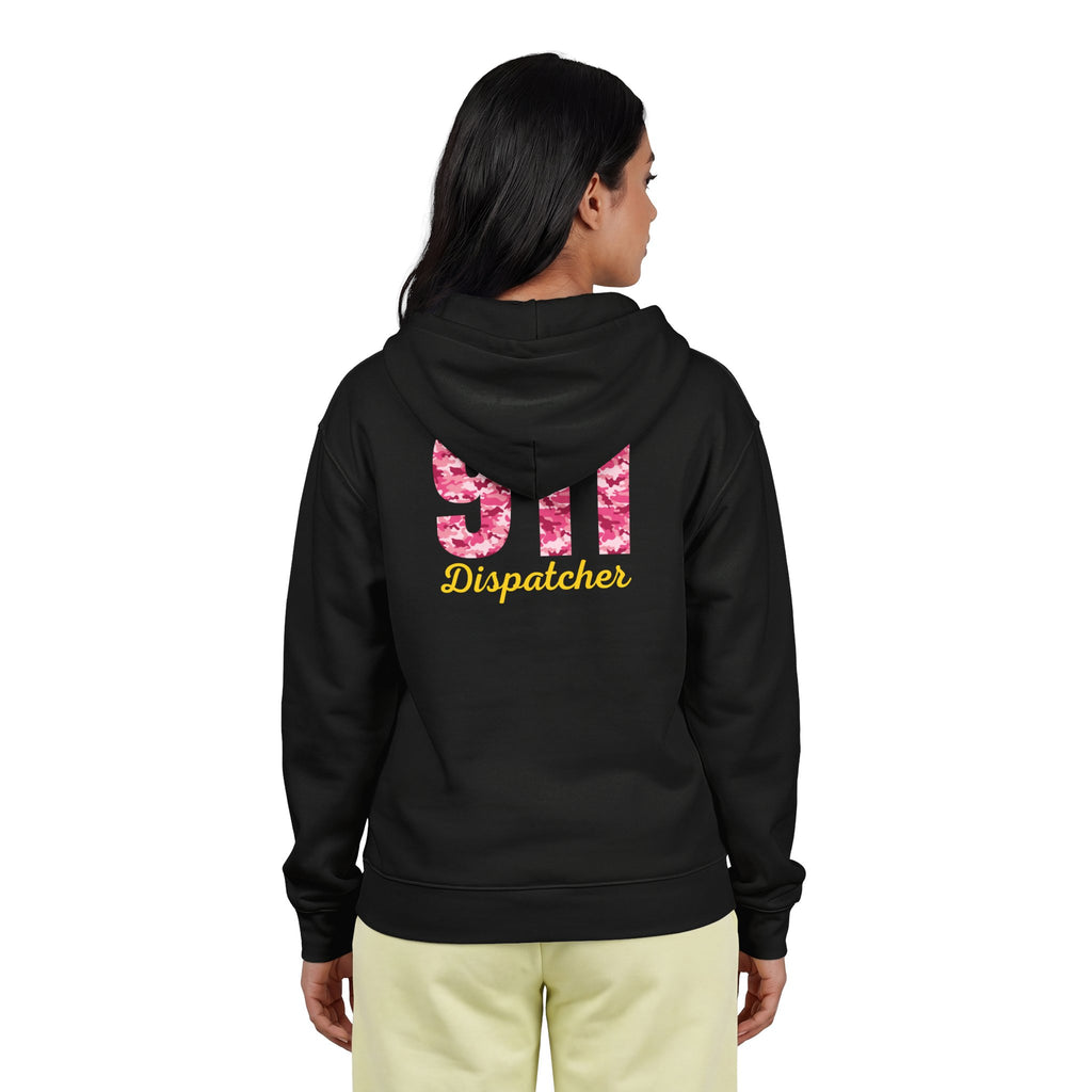 911 Dispatcher Pink Camo Zip Hoodie — Emergency Dispatcher Gift