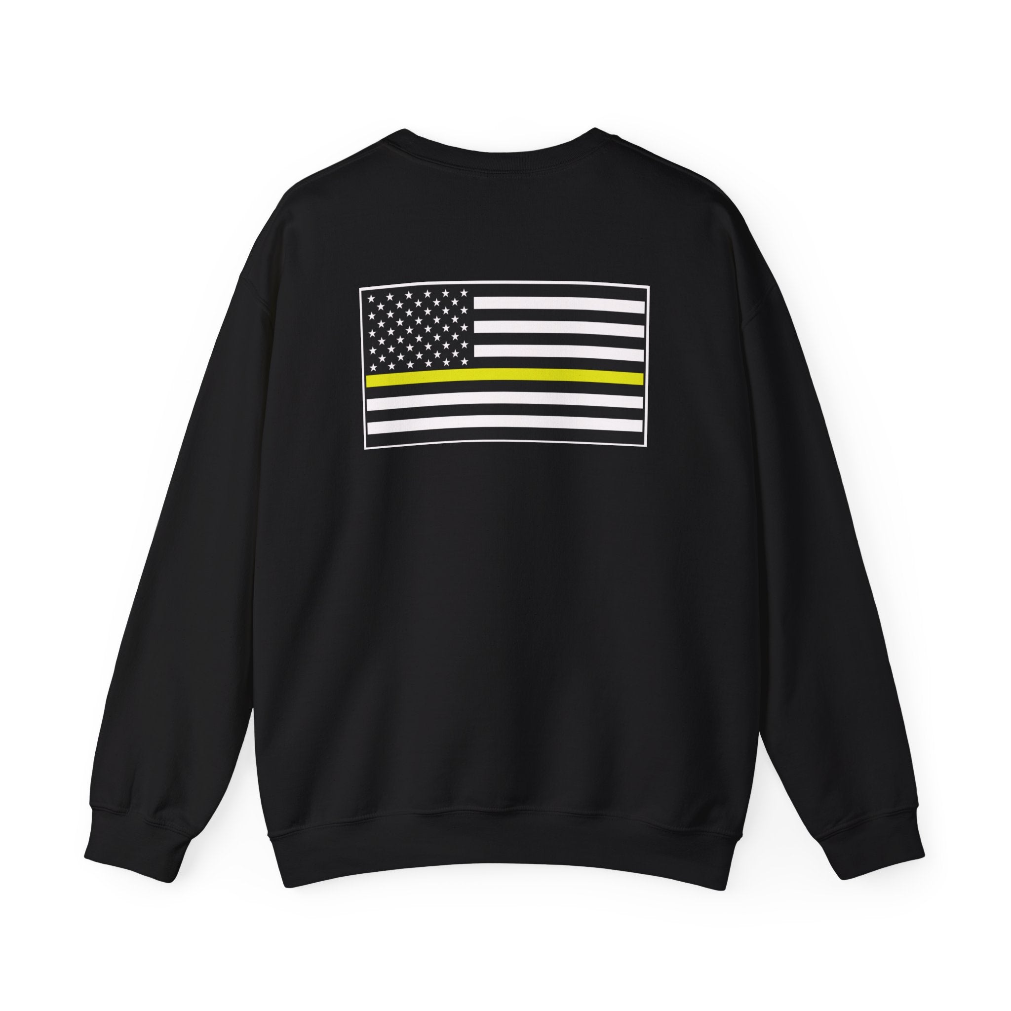 Crewneck Sweatshirt - Thin Yellow Line American Flag Design (Back & Chest)