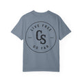 Live Free Go Far CS Logo T-Shirt | Circular Badge Chest & Back Print