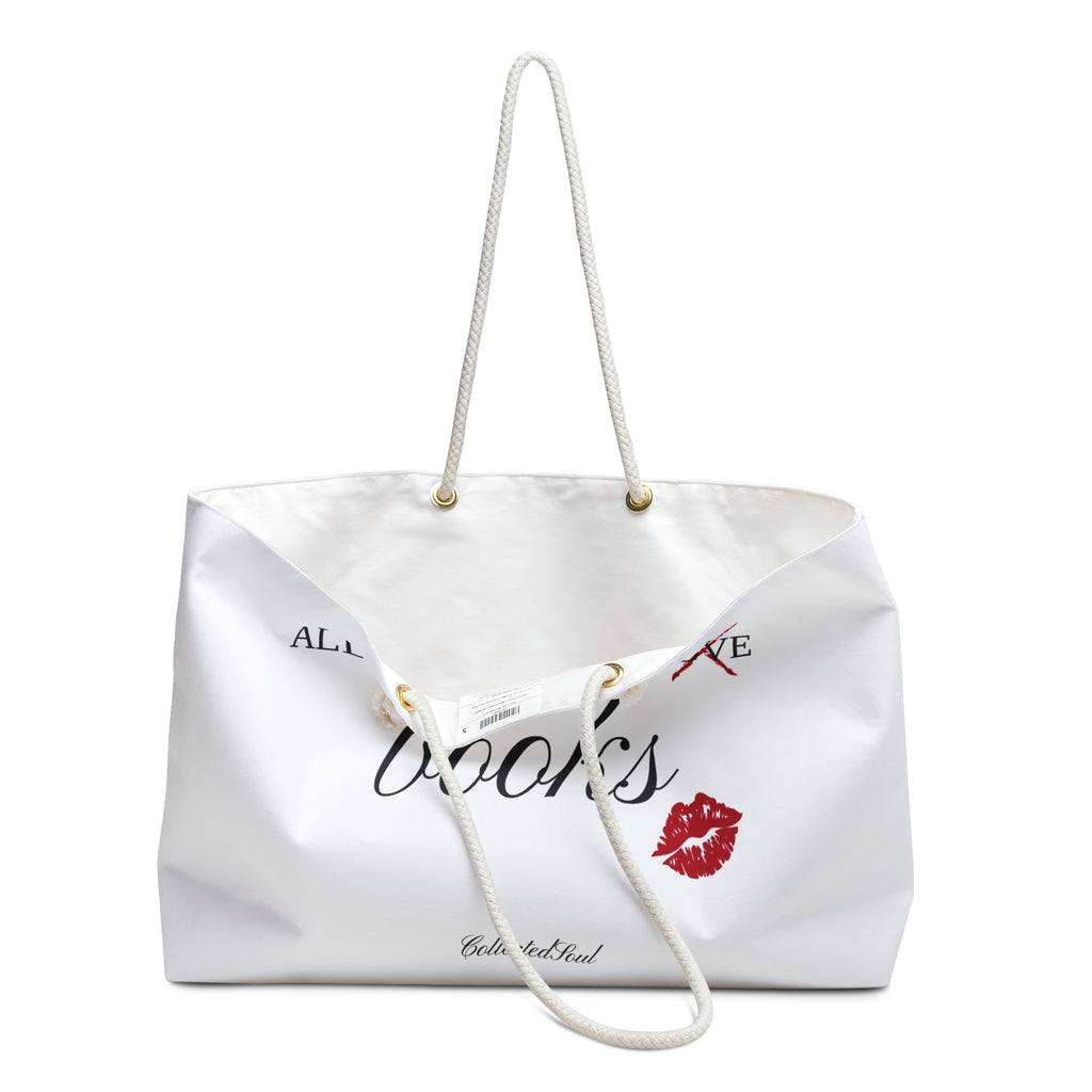Weekender Bag - "All You Need Is Books" Literary Tote Bag