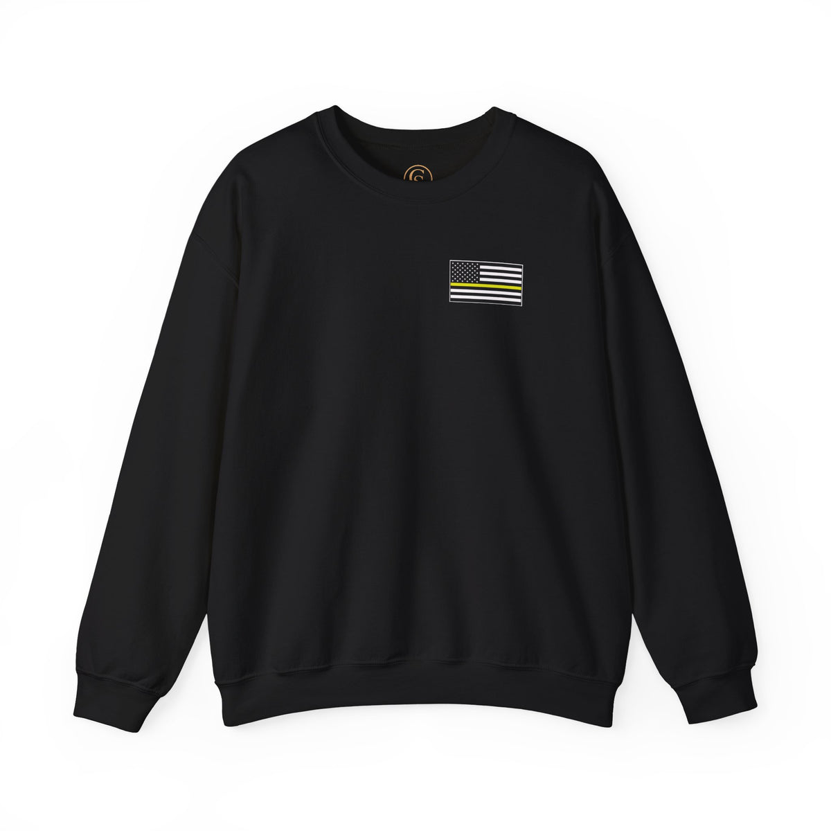 Crewneck Sweatshirt - Thin Yellow Line American Flag Design (Back & Chest)