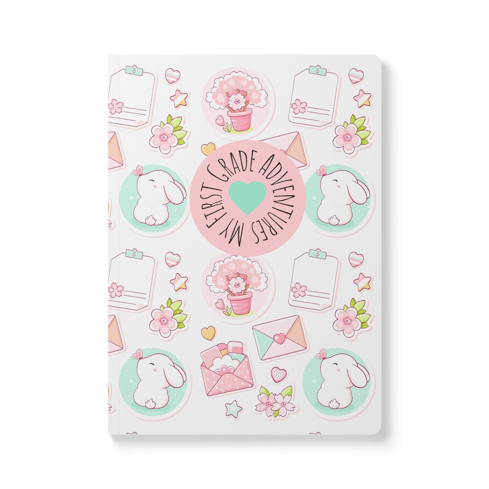 Cute Pastel First Grade Journal — "My First Grade Adventures" Softcover Notebook