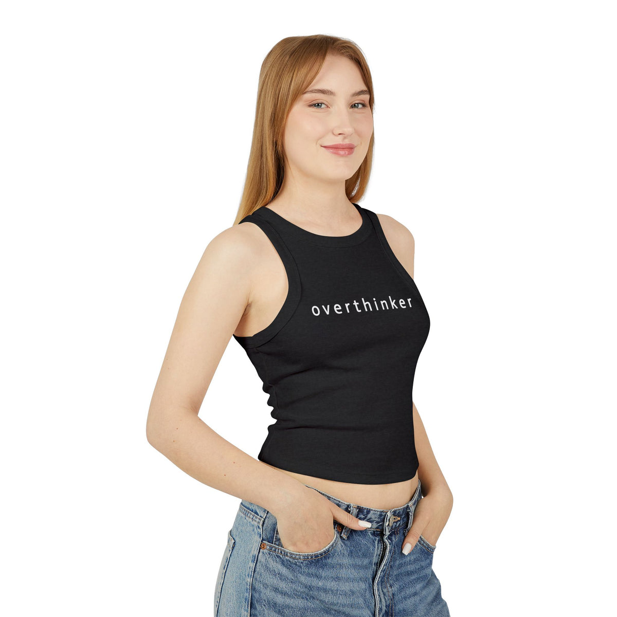 Overthinker Racer Tank Top — Women's Micro Rib Cropped Tank