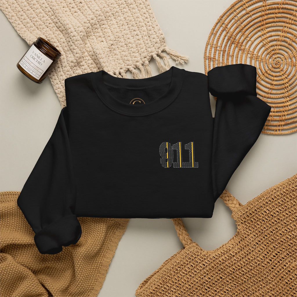 911 Thin Gold Line Flag Crewneck Sweatshirt — Thin Gold Line Dispatcher