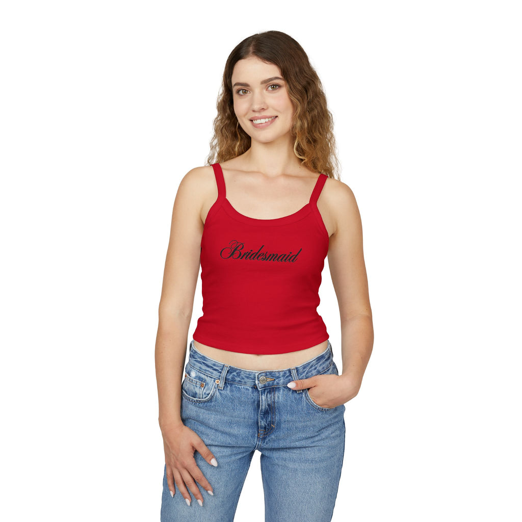 Bridesmaid Spaghetti Strap Tank Top — Elegant Script Bridal Party Tank