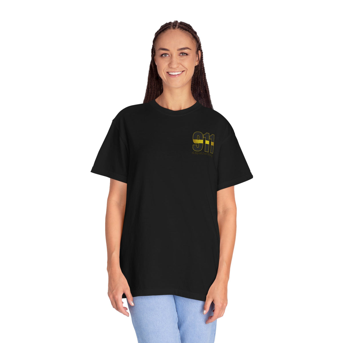 911 Dispatcher Strong T-Shirt — Thin Gold Line Emergency Dispatcher Tee