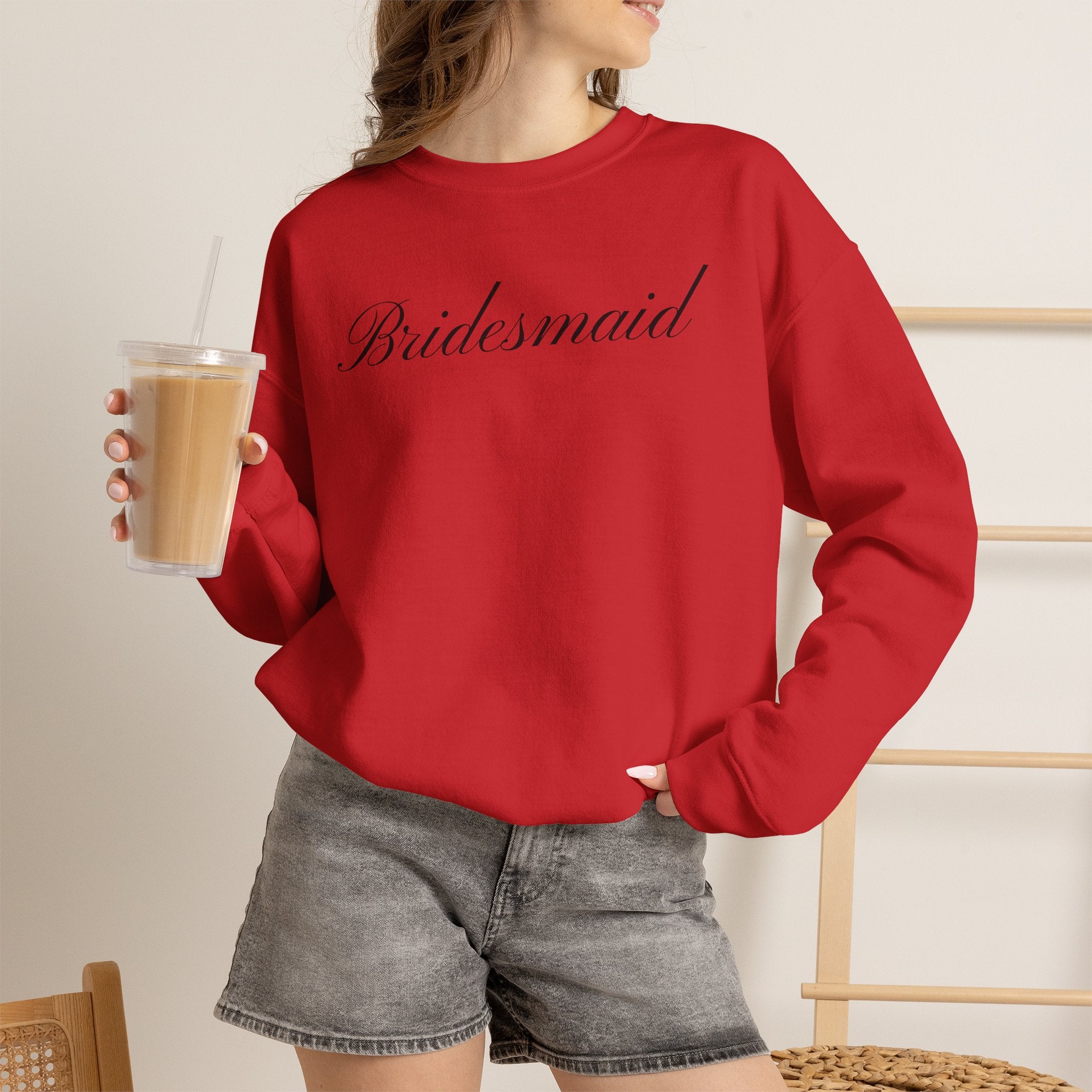 Bridesmaid Crewneck Sweatshirt - Elegant Script Bridal Party Pullover