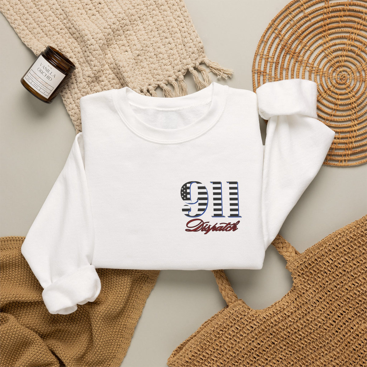 911 Dispatch Sweatshirt | American Flag Stripes, Emergency Response Tee