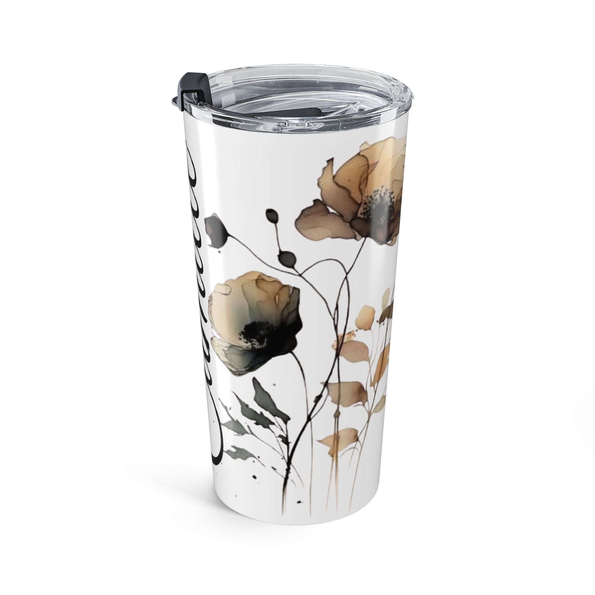 Floral Name Tumbler 20oz — Personalized 'Name' Insulated Travel Tumbler
