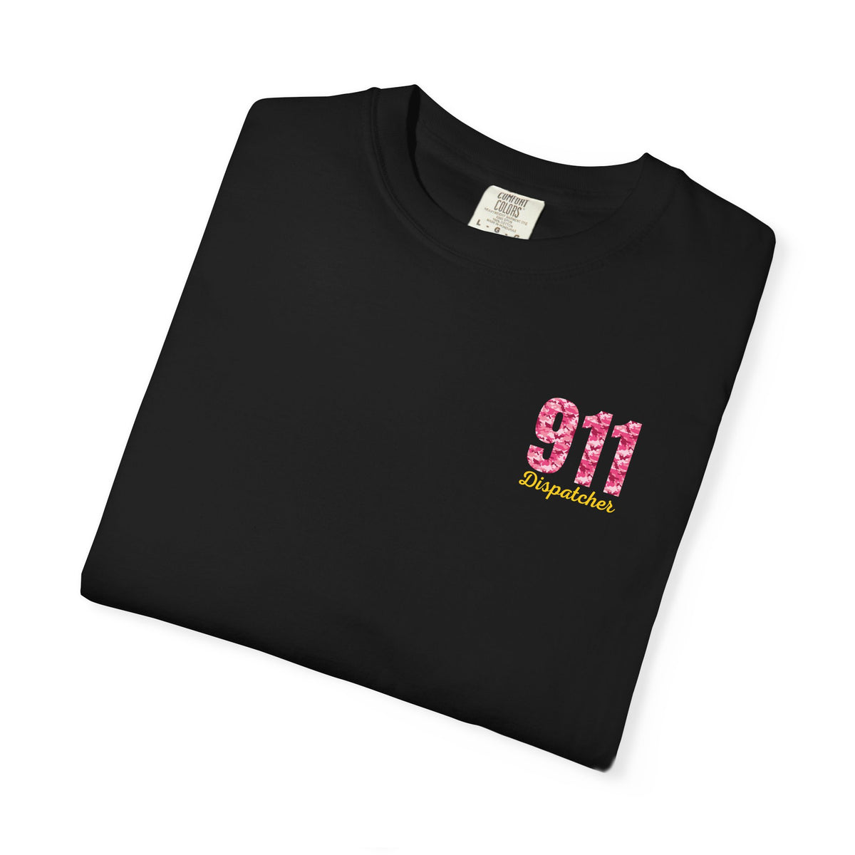 911 Dispatcher T-Shirt Breast Cancer Awareness T-Shirt — Pink Camo Emergency Dispatcher Tee