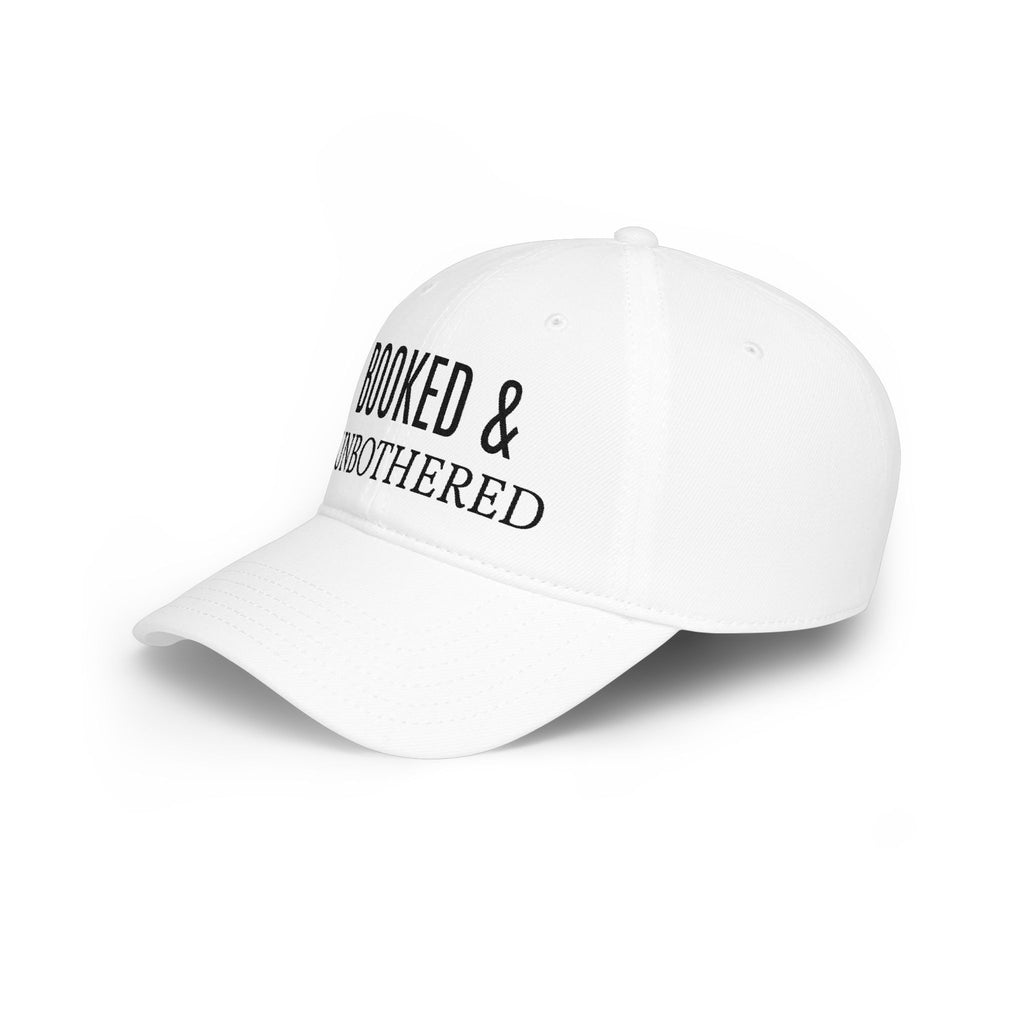 Booked & Unbothered Cap — White Bookish Baseball Hat