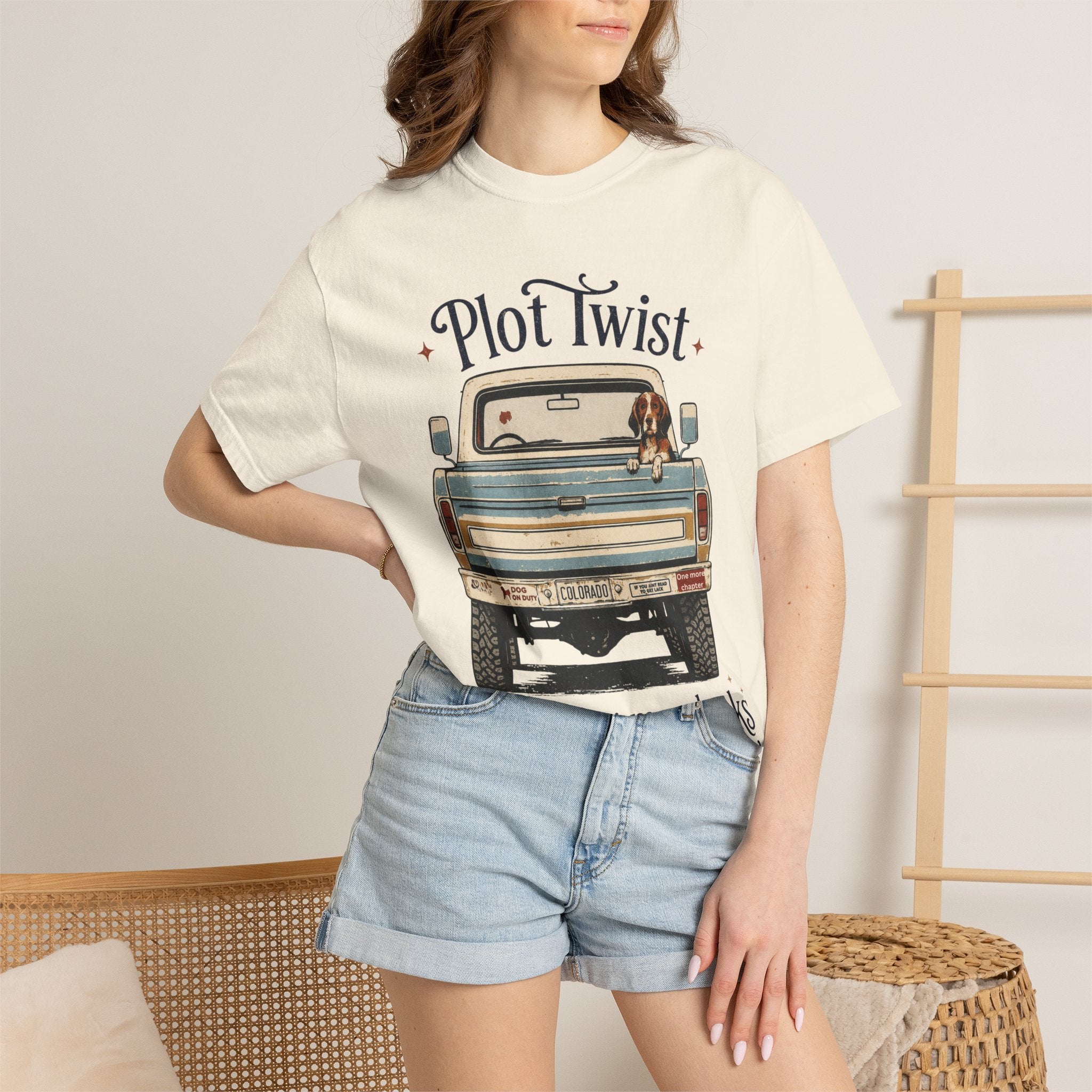 T‑Shirt — "Plot Twist: She's Buying More Books" Vintage Truck Graphic
