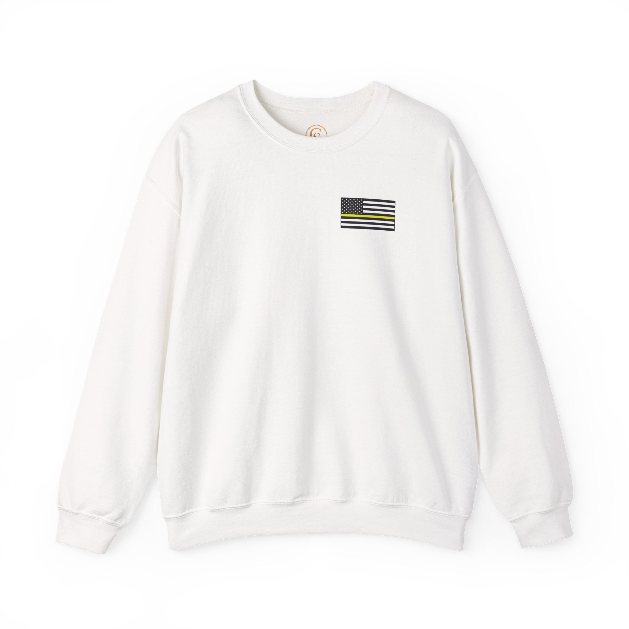 Crewneck Sweatshirt - Thin Yellow Line American Flag Design (Back & Chest)