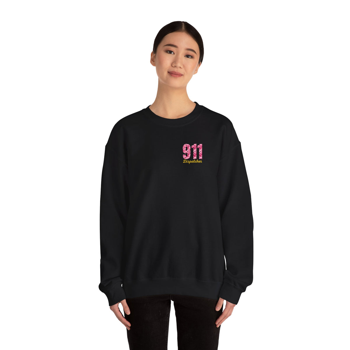 911 Dispatcher Crewneck Sweatshirt — Pink Camo Emergency Dispatcher Pullover