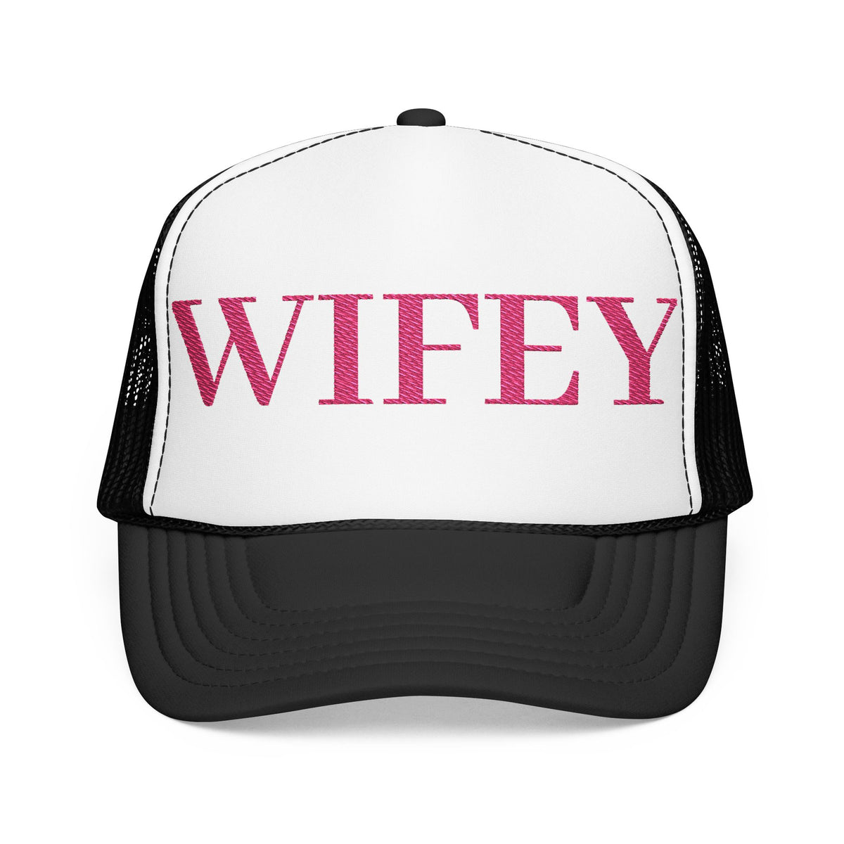 Wifey Foam Trucker Hat | Pink Embroidered Mesh Cap for Bridal, Bachelorette & Everyday Wear
