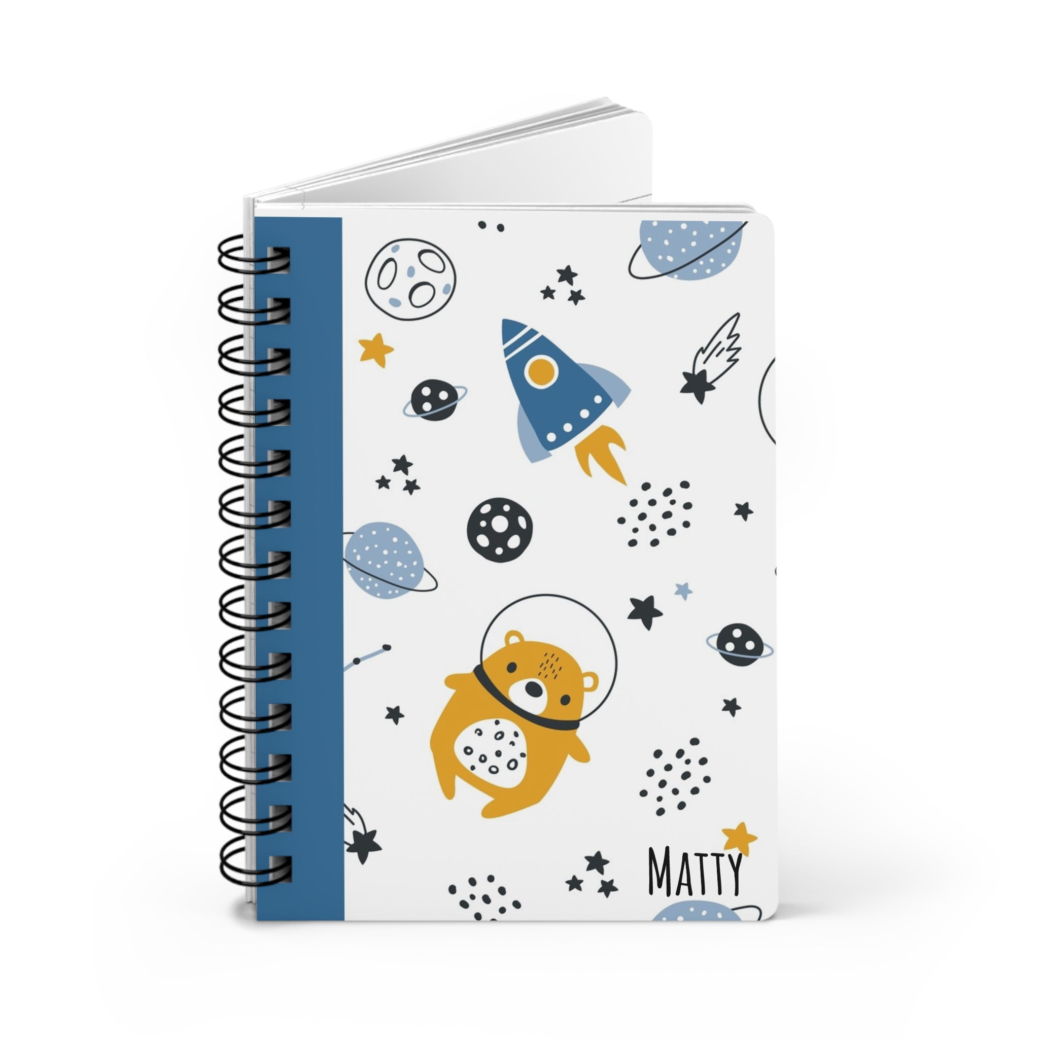 Personalized Dream Big Astronaut Bear Spiral Journal  |  Cute Space Notebook for Kids