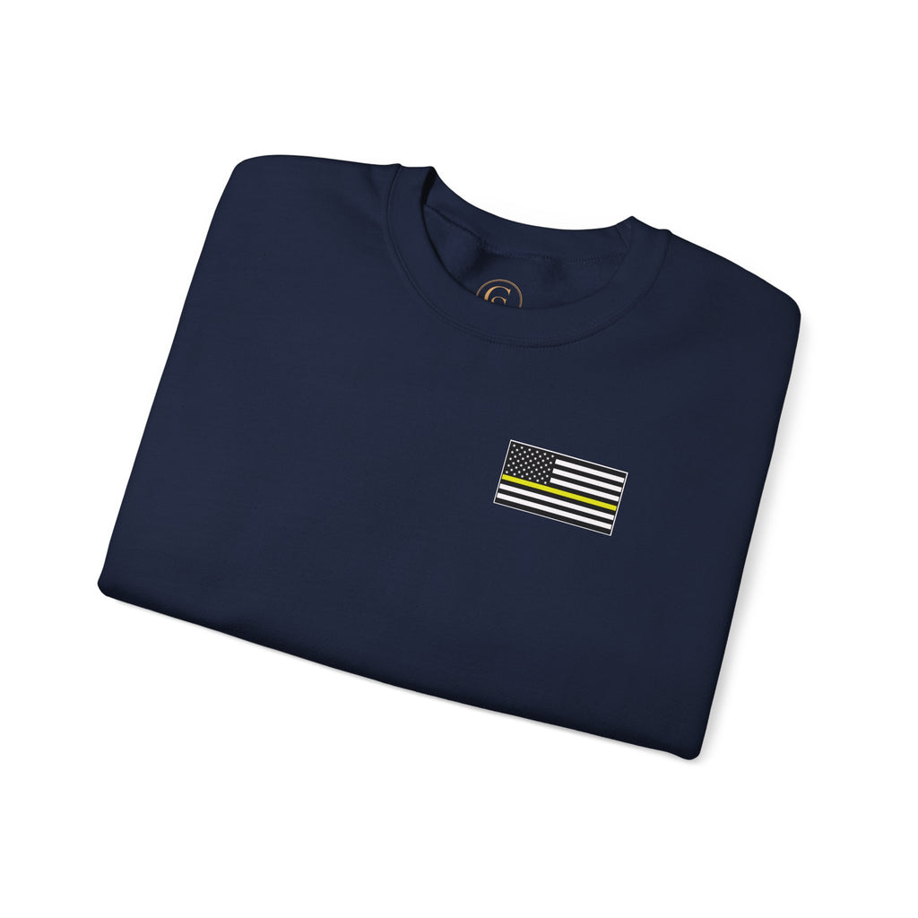 Crewneck Sweatshirt - Thin Yellow Line American Flag Design (Back & Chest)