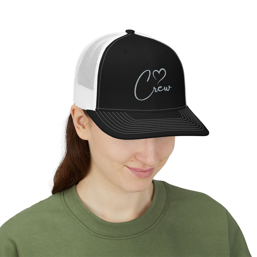 Crew Heart Snapback Trucker Cap — Embroidered Bachelorette Hat