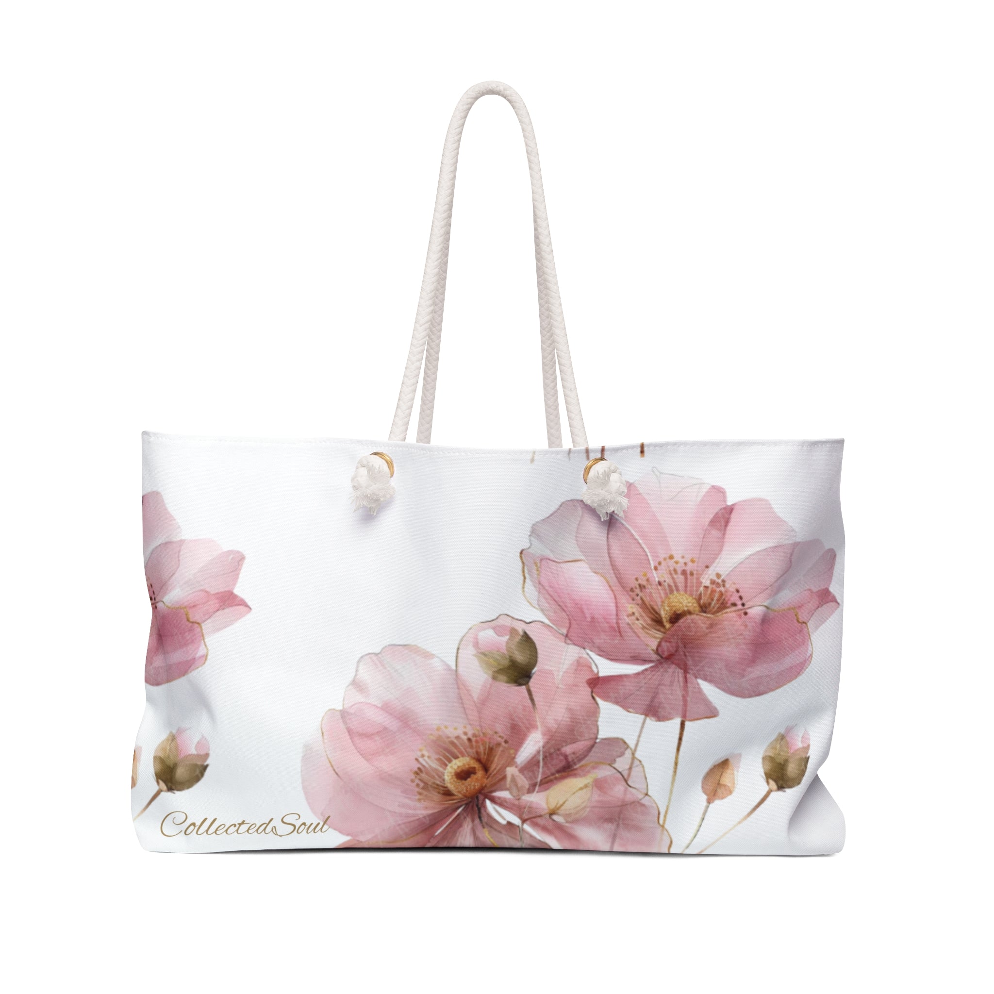 Floral Watercolor Weekender Bag — Pink Blossom Travel Tote