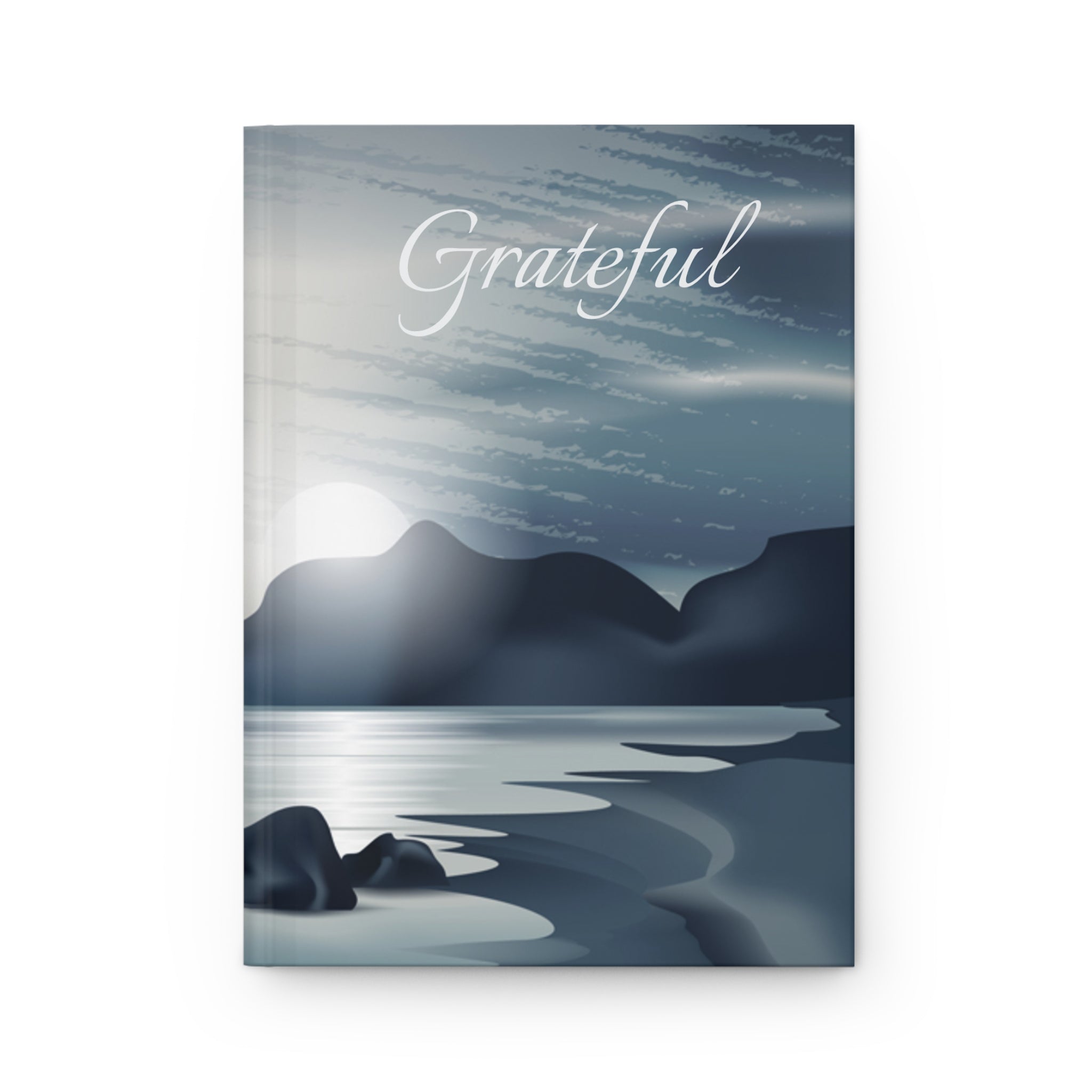 Grateful Hardcover Journal — Serene Moonlit Landscape Notebook for Reflection & Gratitude