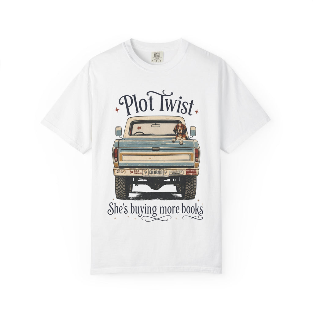 T‑Shirt — "Plot Twist: She's Buying More Books" Vintage Truck Graphic