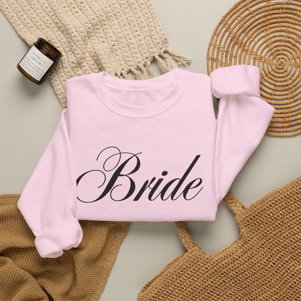 Bride Script Sweatshirt — Bridal Crewneck Pullover for Bachelorette & Wedding Day