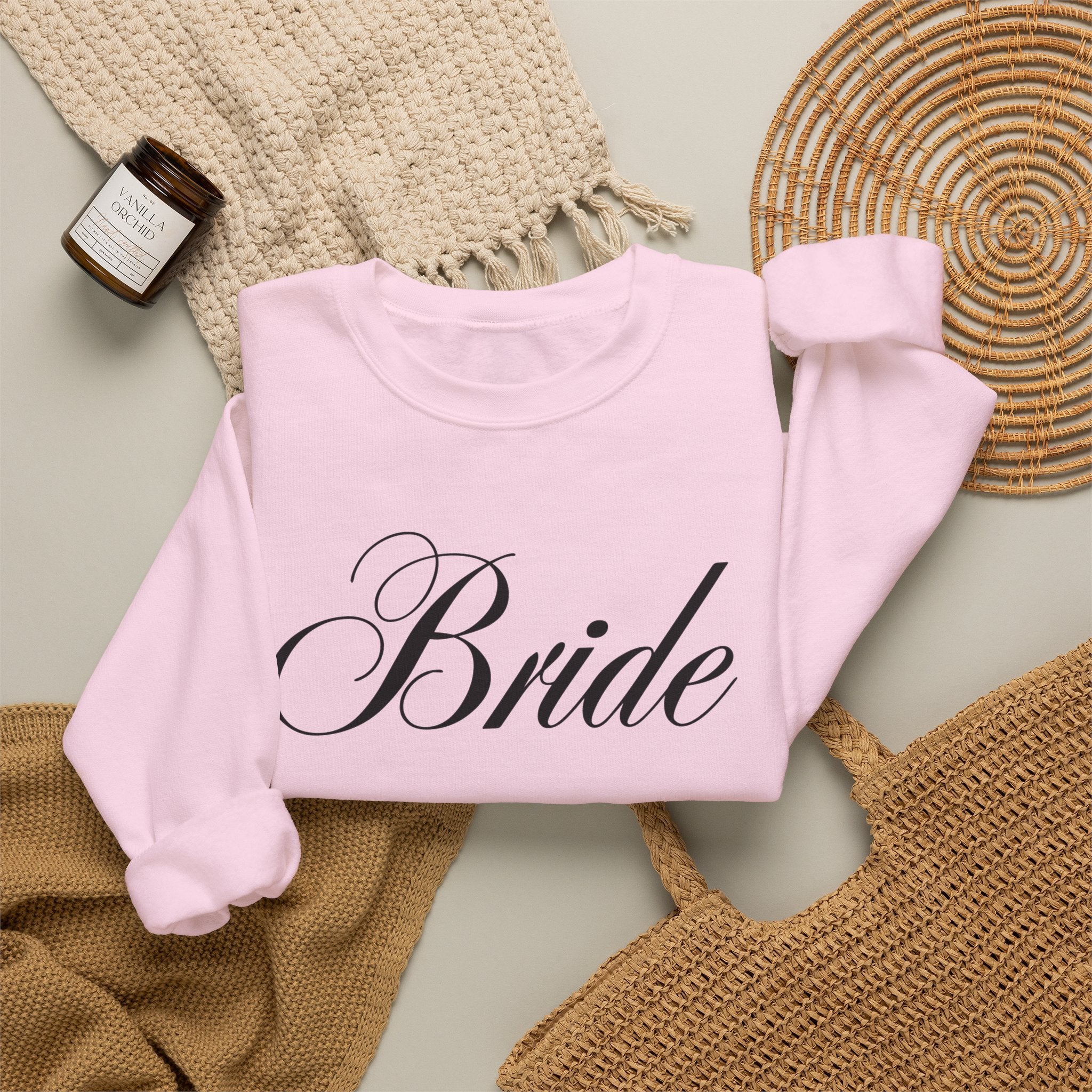 Bride Script Sweatshirt — Bridal Crewneck Pullover for Bachelorette & Wedding Day