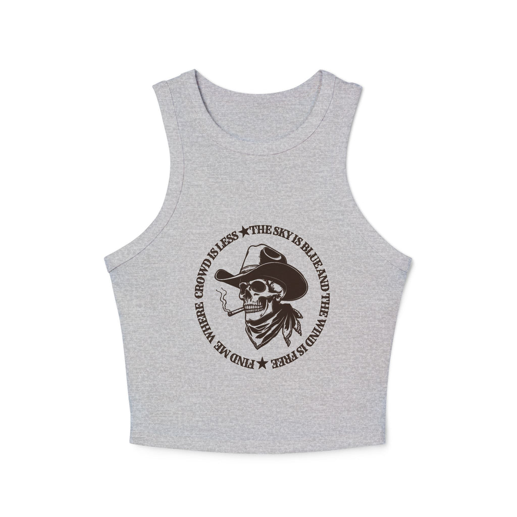 Find Me Where the Crowd is Less Racer Tank Top