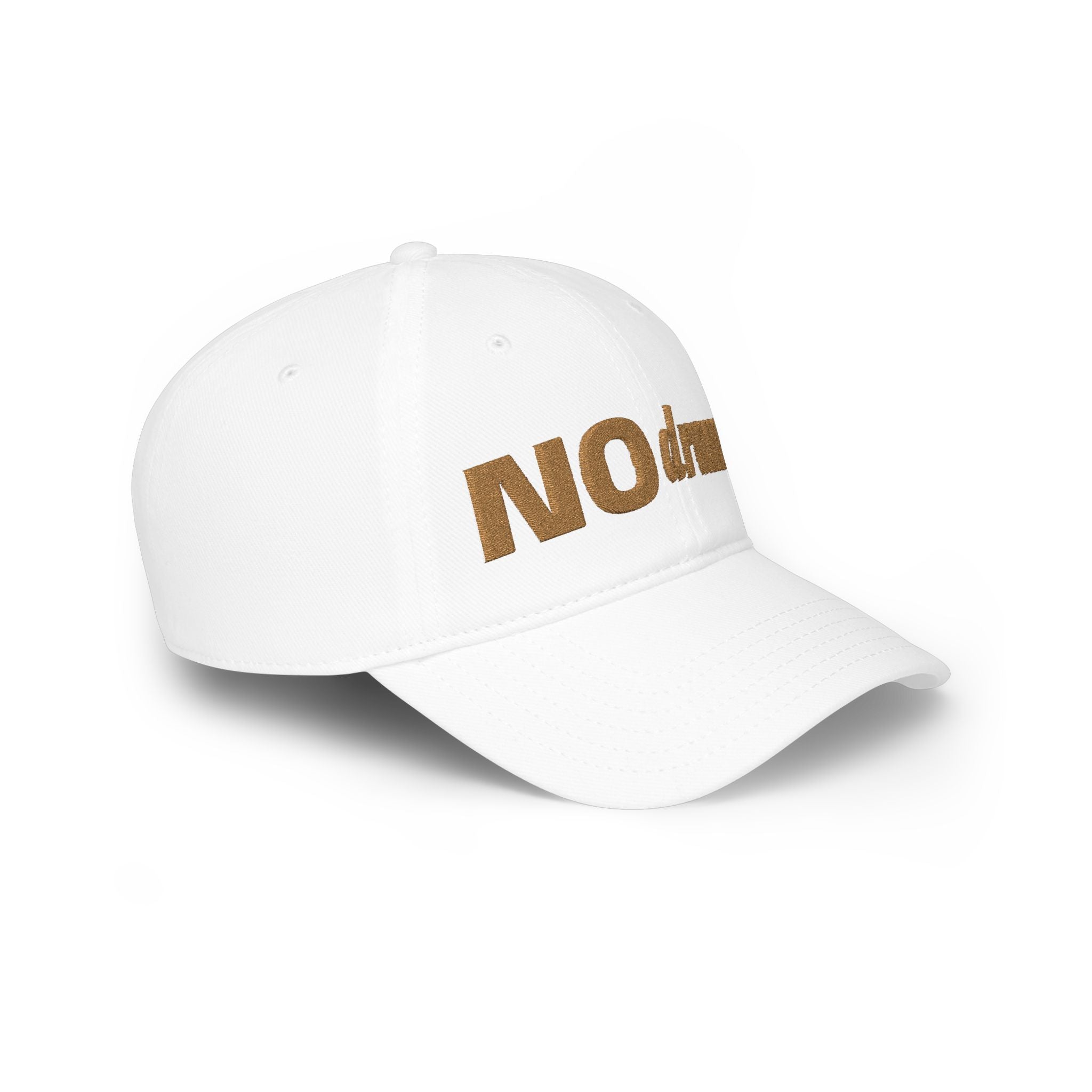 NO drama Baseball Cap — Embroidered Gold Script Low-Profile Hat